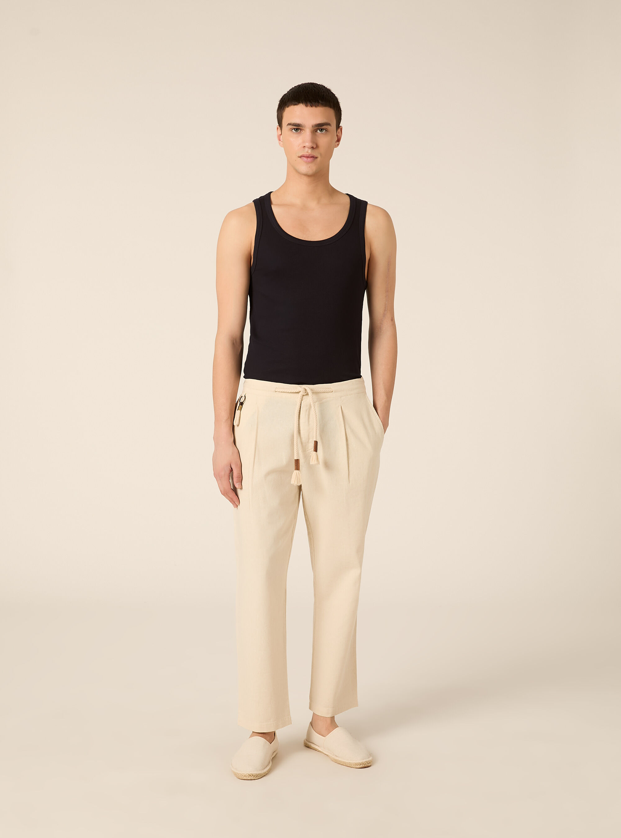 Pantaloni misto lino con coulisse