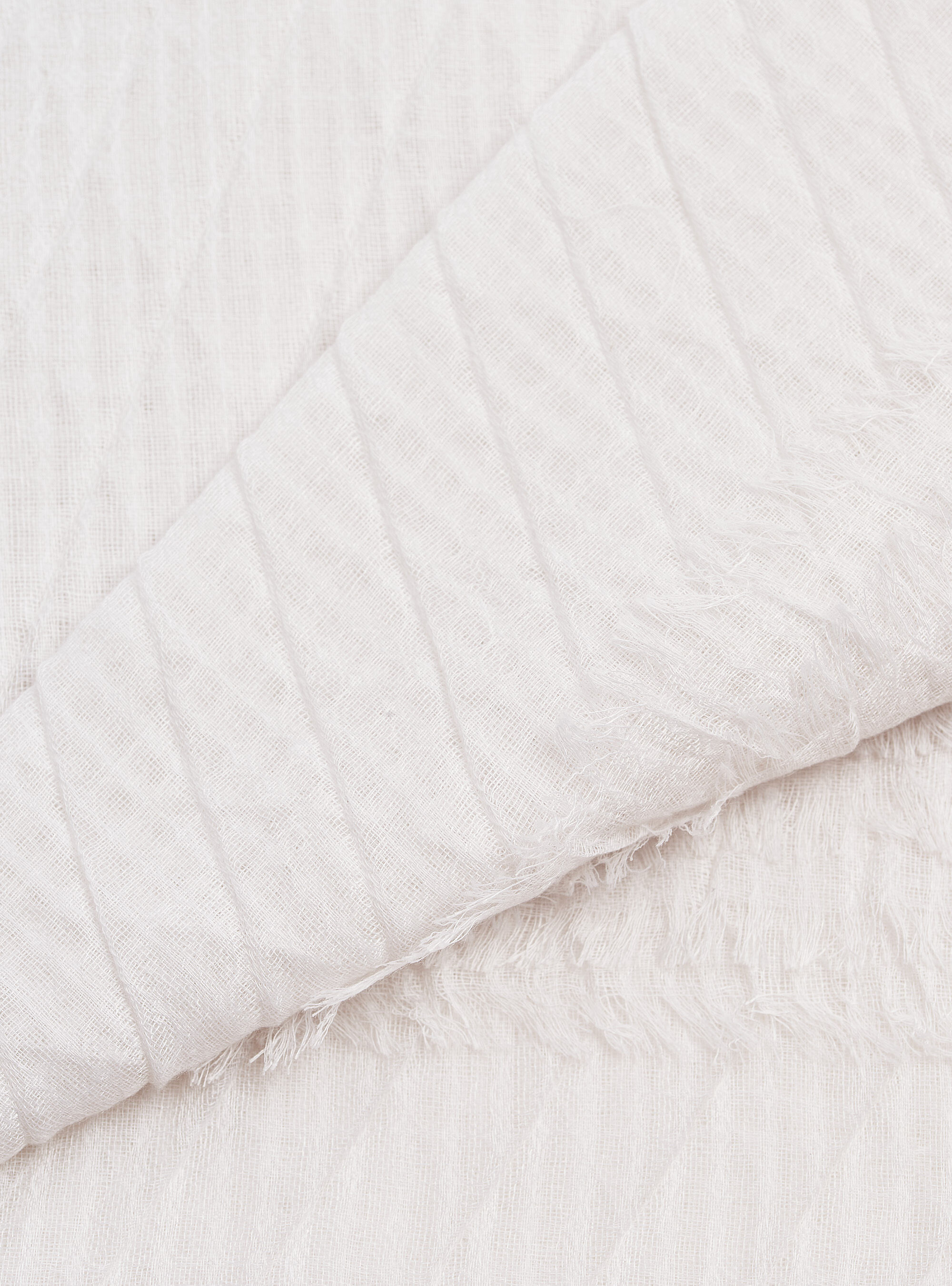 Lightweight scarf with fringes, WHITE