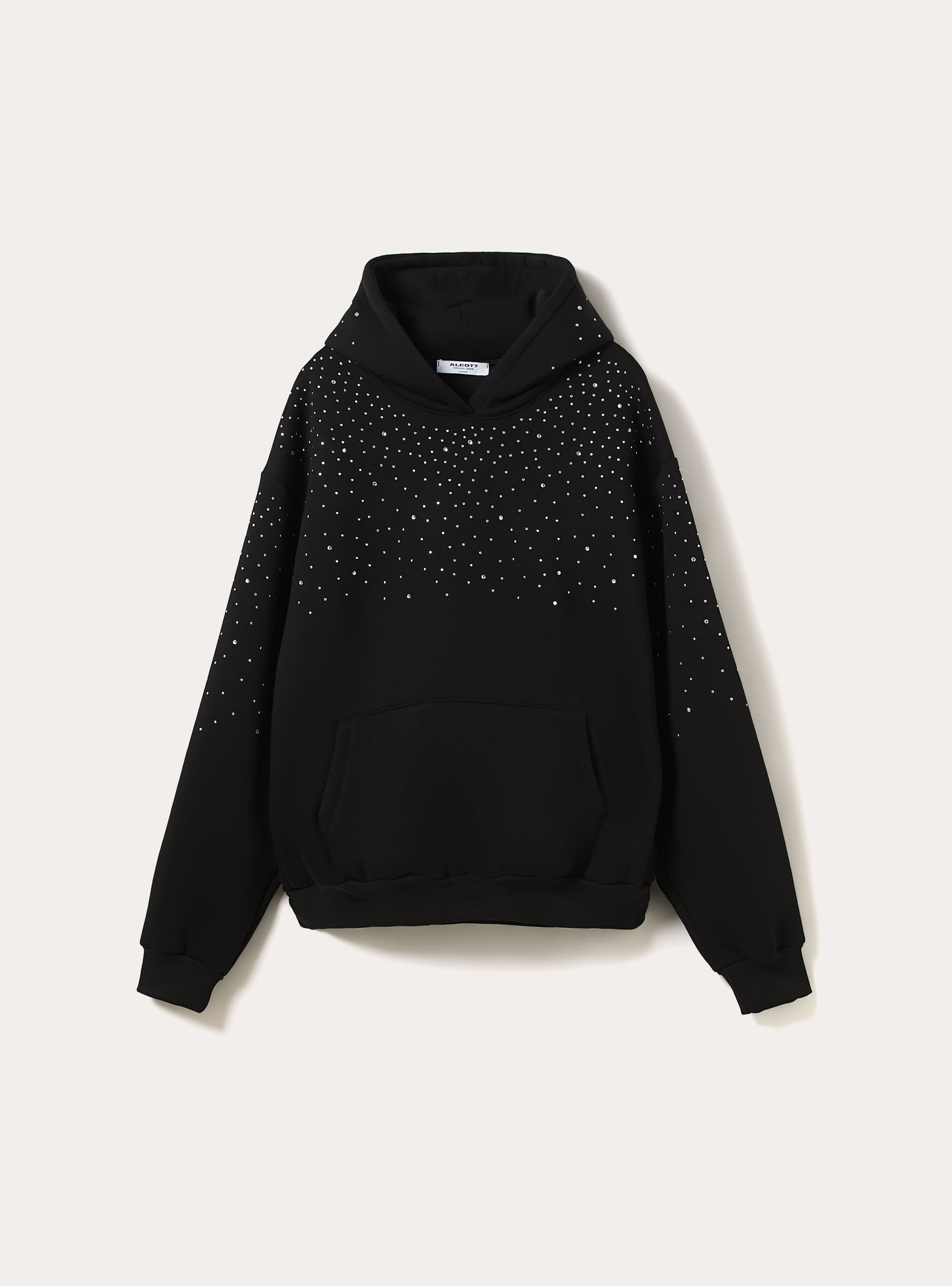 Felpa boxy fit con strass, BK1 BLACK