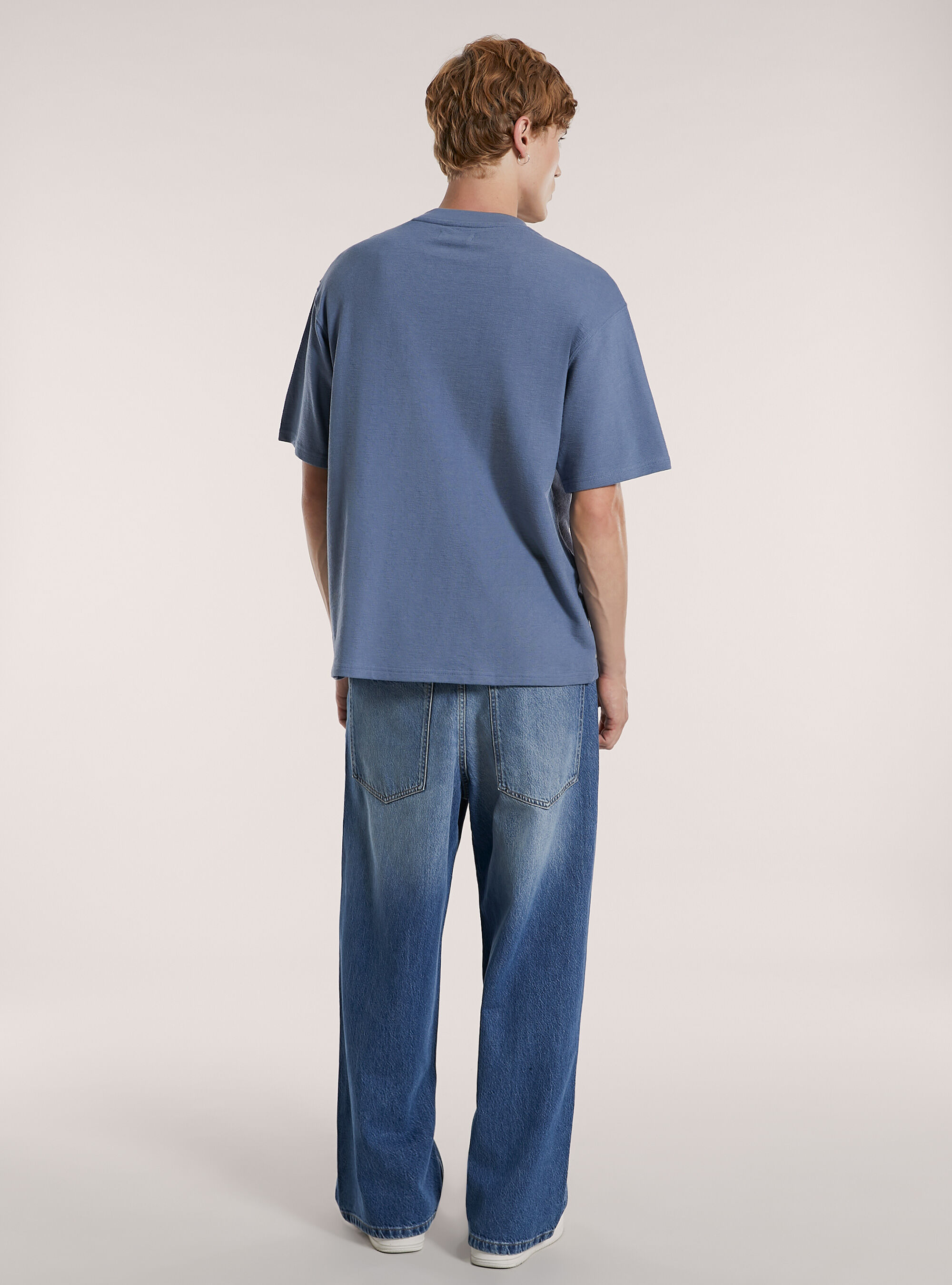 Boxy fit T-shirt with texture, IN2 INDIGO MEDIUM