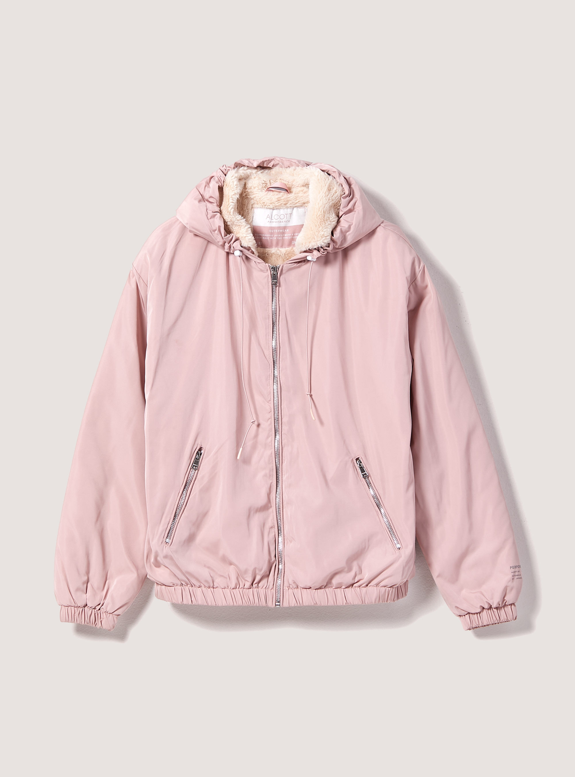Bomber jacket with faux fur lining
