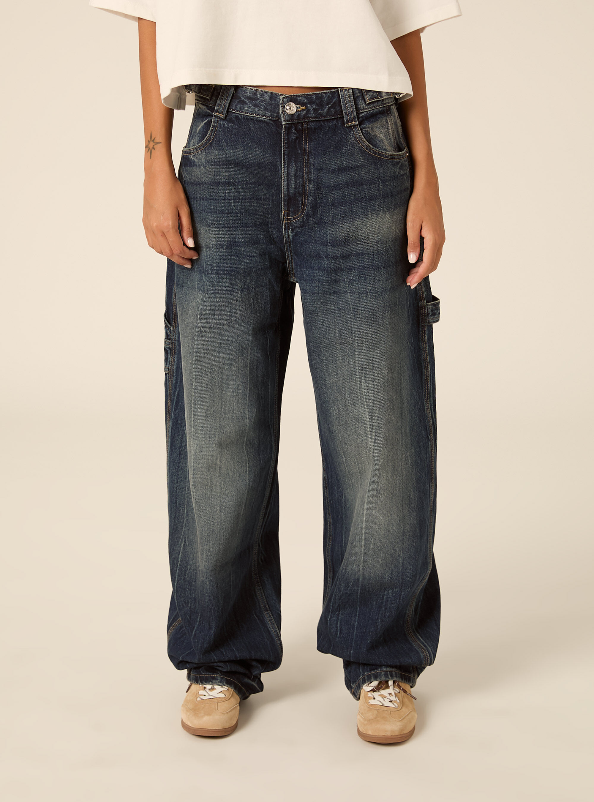 Jeans balloon carpenter con vita regolabile