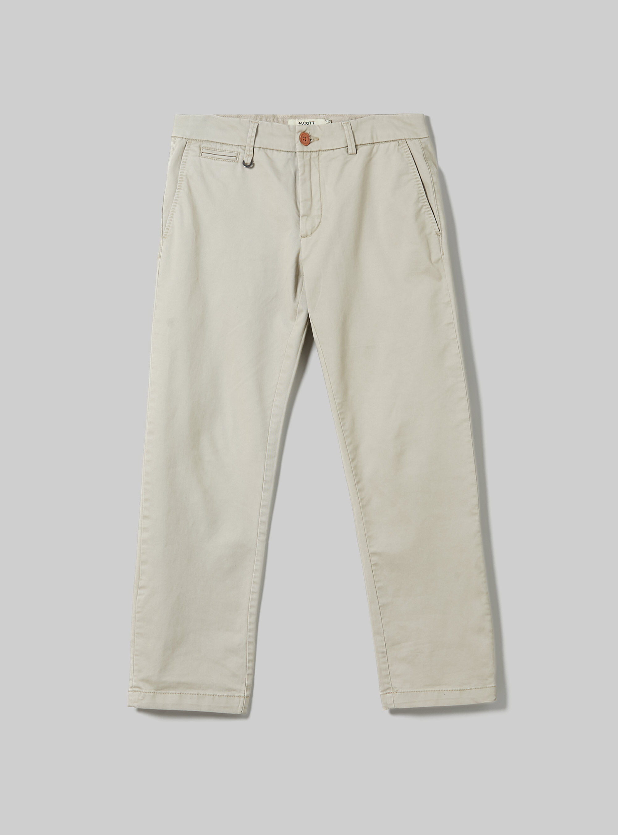 Stretch cotton twill chinos, BG3 BEIGE LIGHT