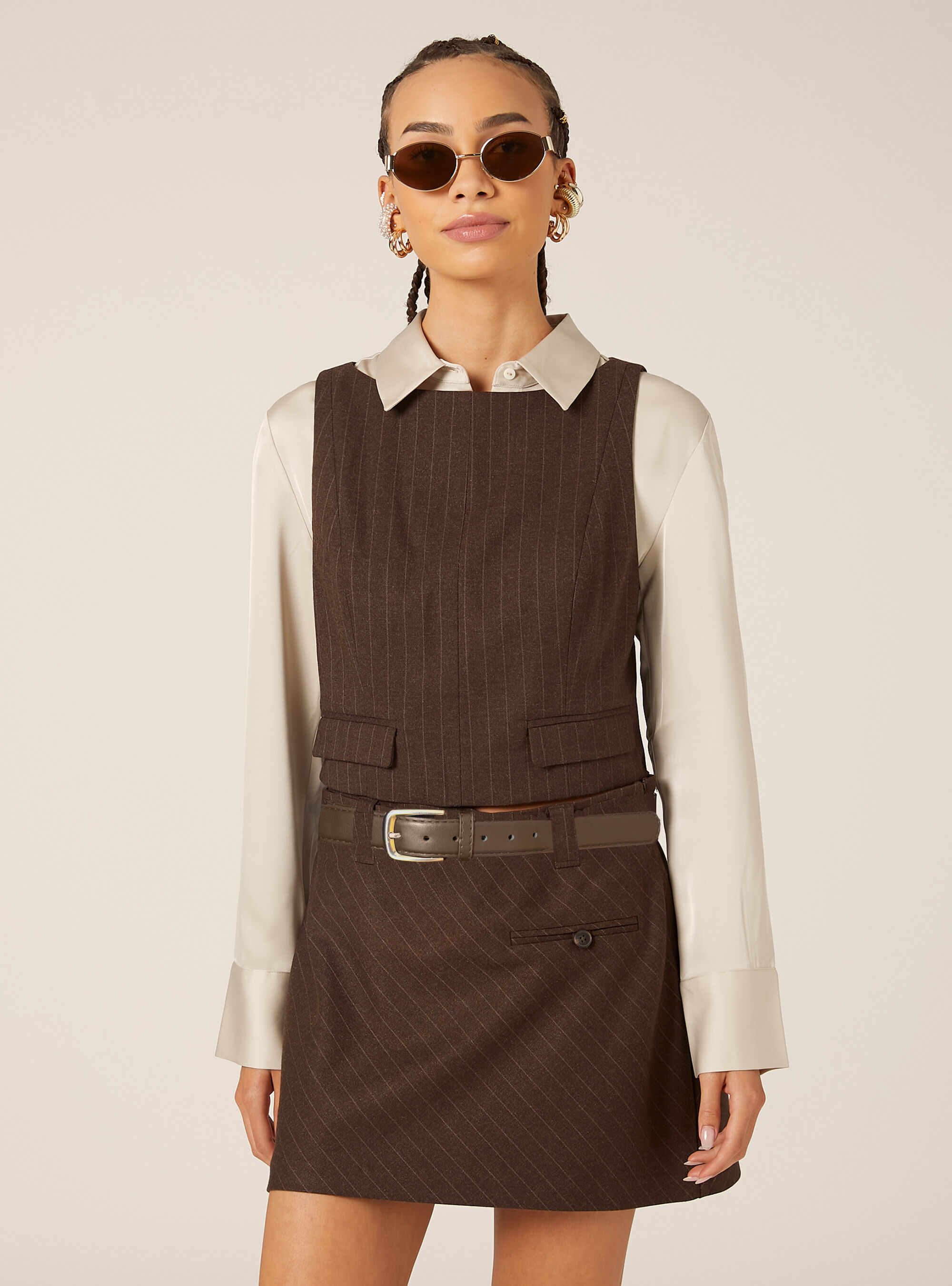 Gilet cropped gessato