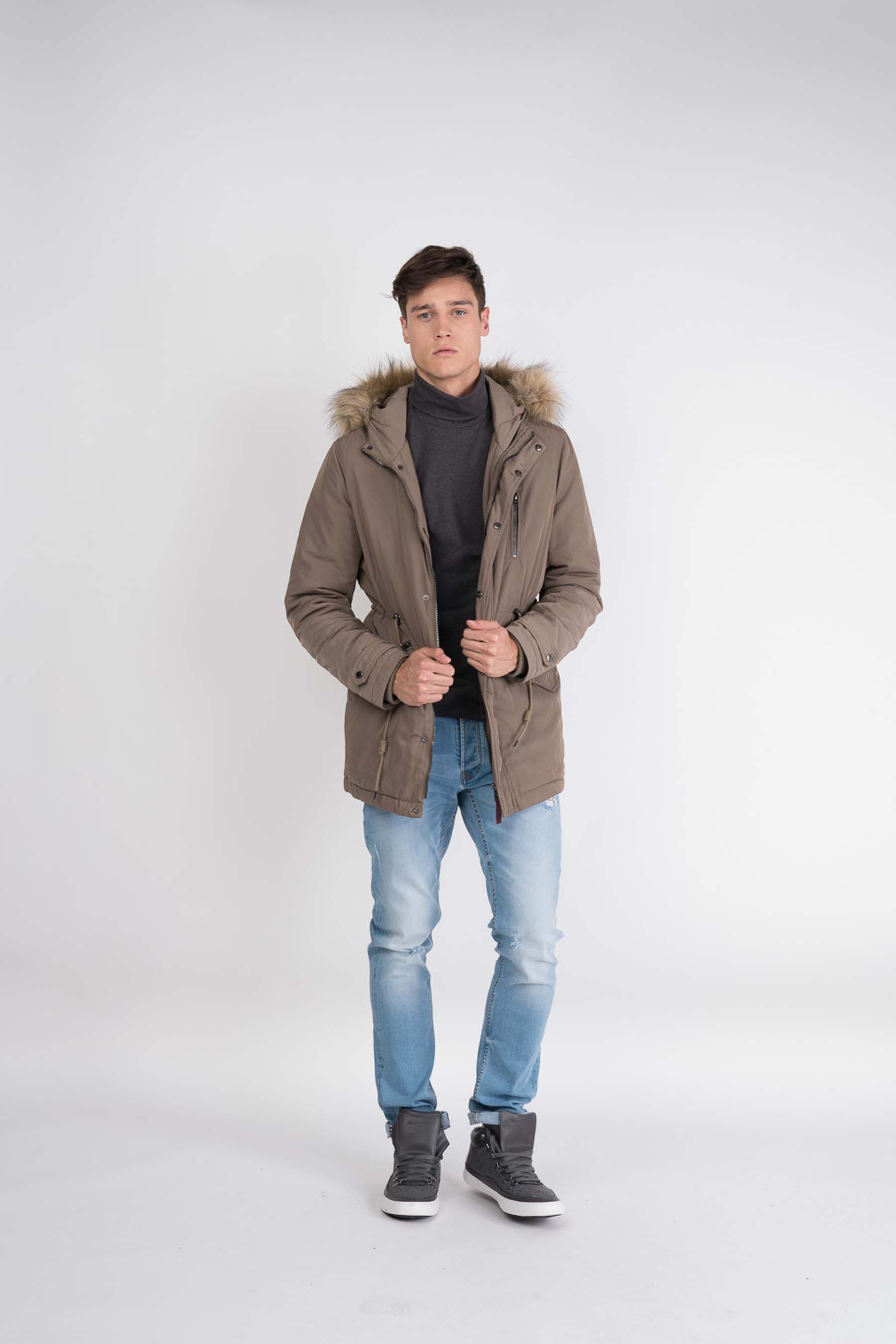 Parka imbottito con cappuccio, ECRU