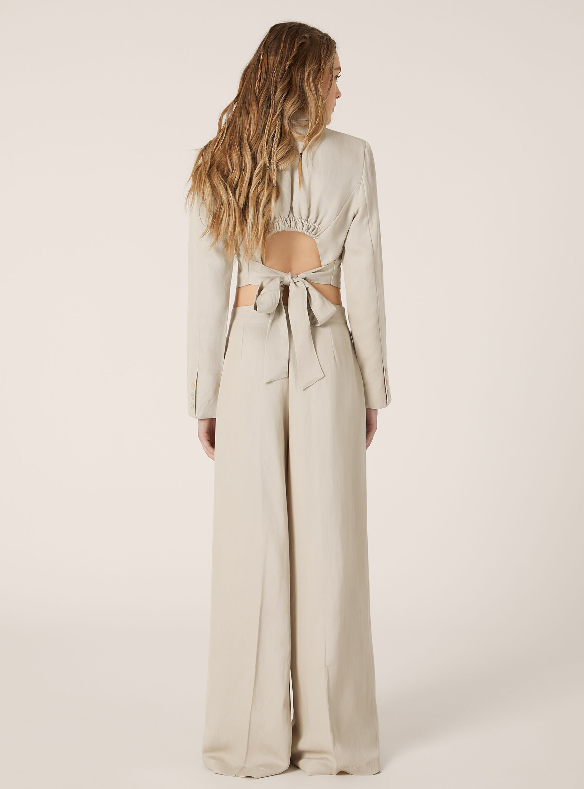 Pantaloni wide leg con pence, BG2 BEIGE MEDIUM