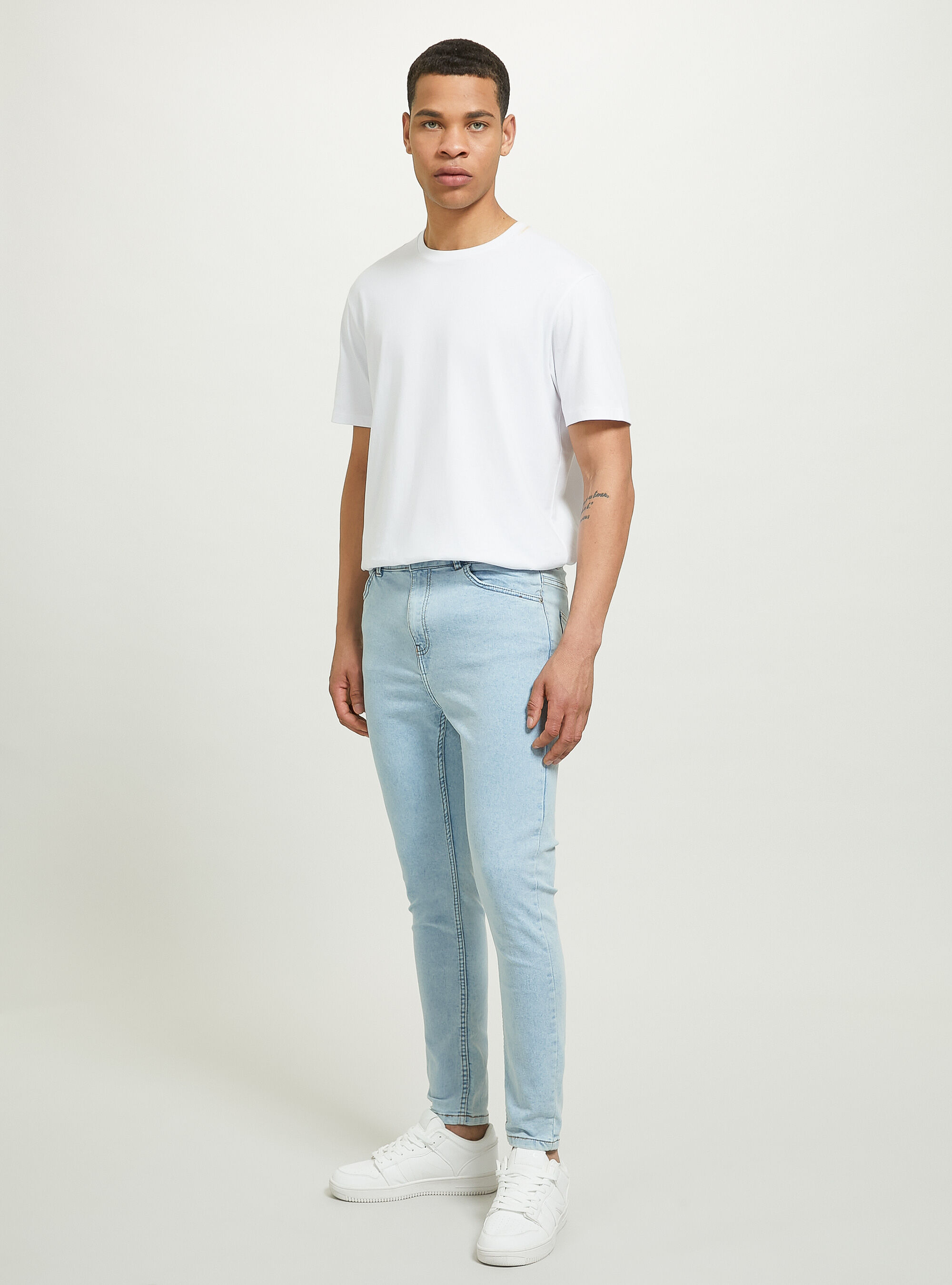 Jean en denim stretch super skinny fit, D007 LIGHT AZURE