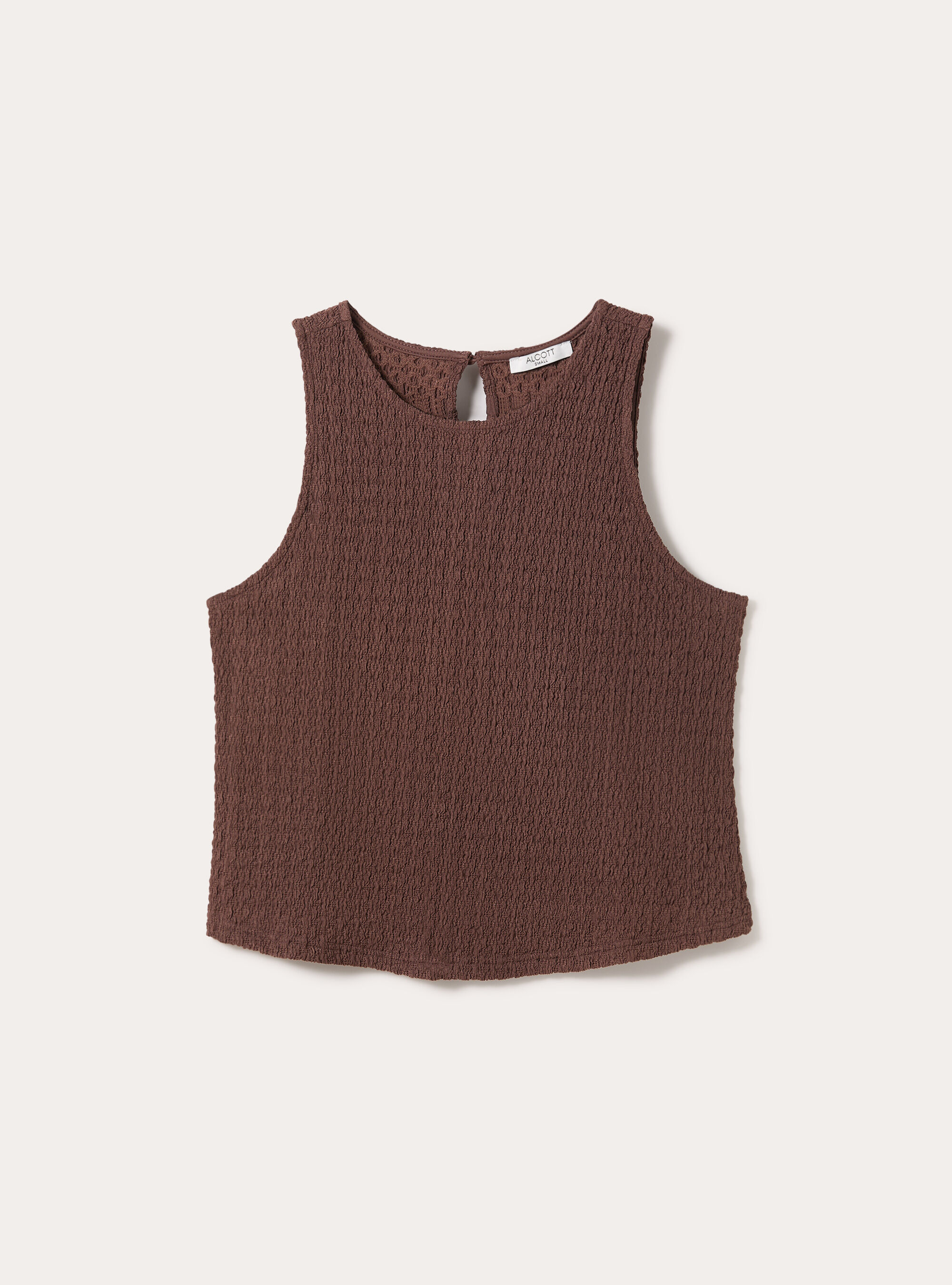 Tanktop aus Waffelstoff, BR1 BROWN DARK