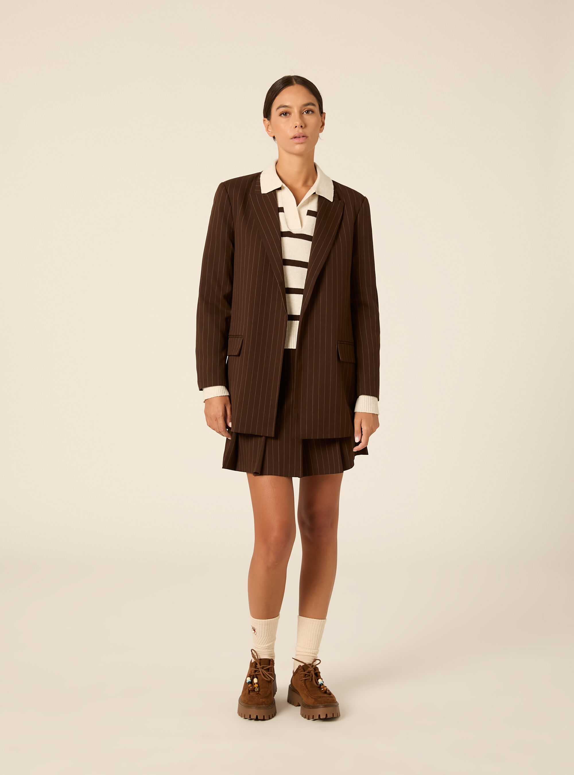 Blazer largo sastre con microestampado
