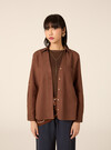 Linen-blend shirt with a V-neck, BR2 BROWN MEDIUM