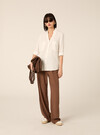 Linen-blend shirt with a V-neck, WH2 WHITE