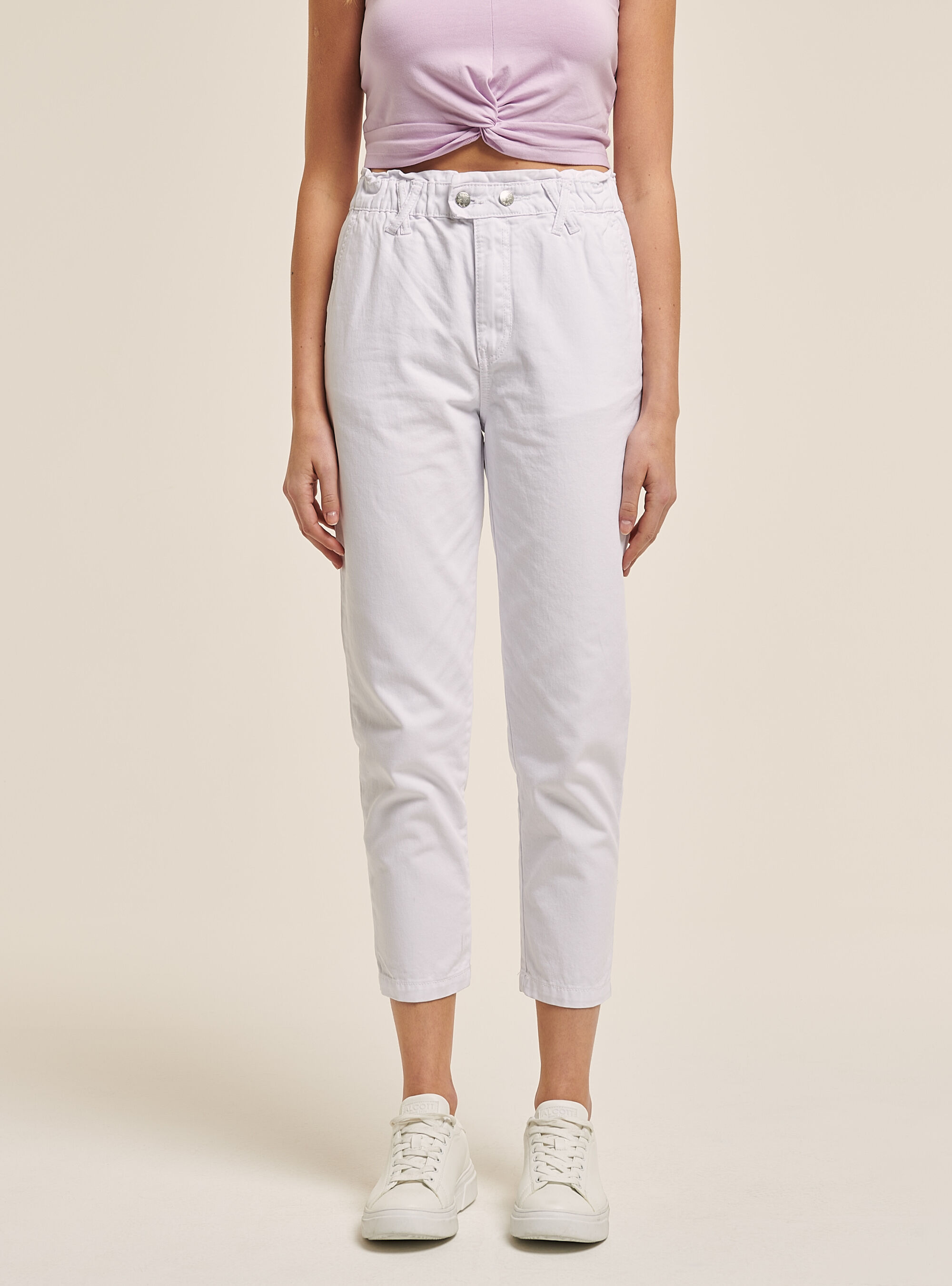 Cotton baggy trousers, WHITE