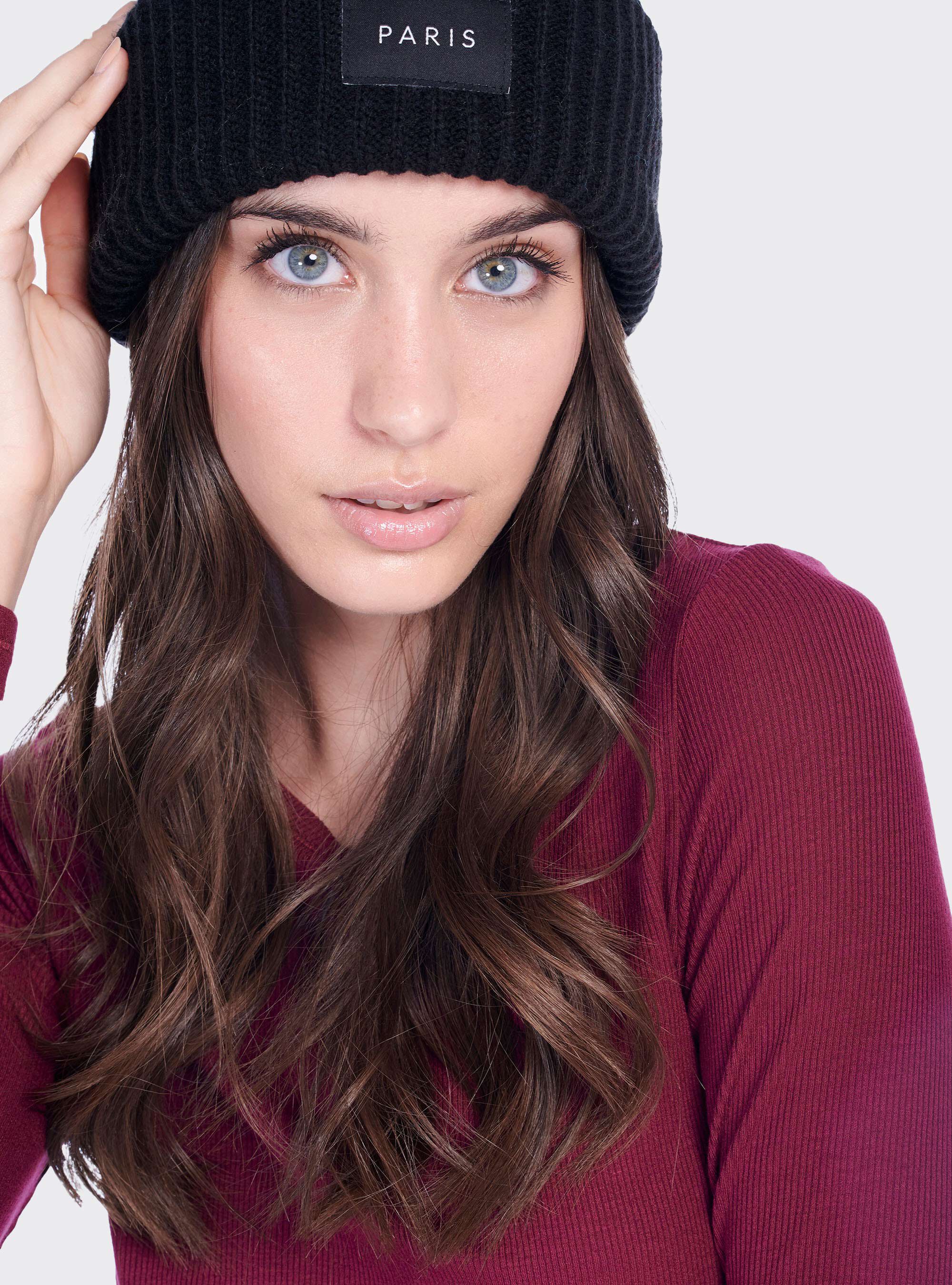 T-shirt c&ocirc;tel&eacute; &agrave; manches longues, C3319 BORDEAUX