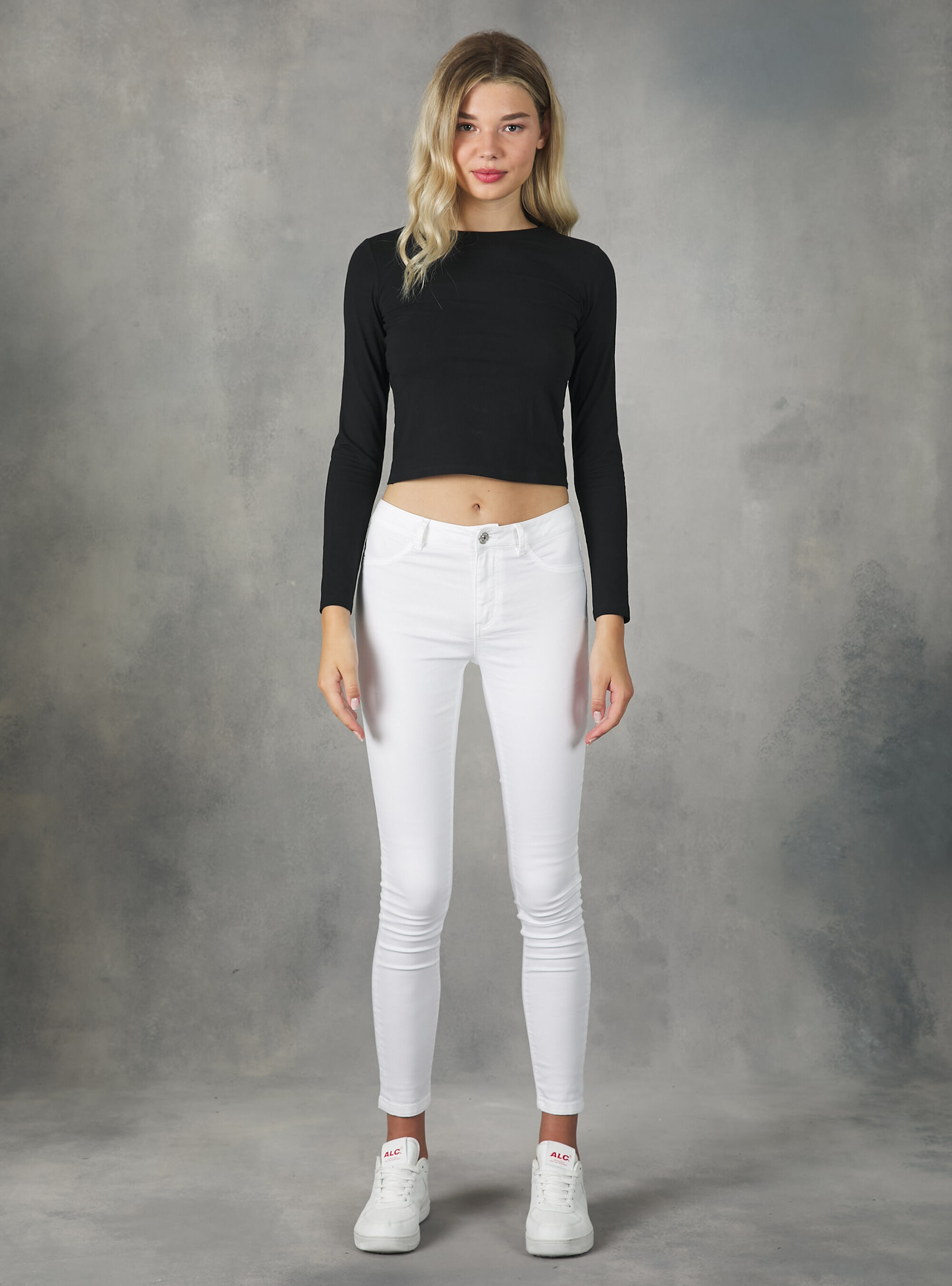 High-waisted super skinny jeans in stretch denim, D099 WHITE