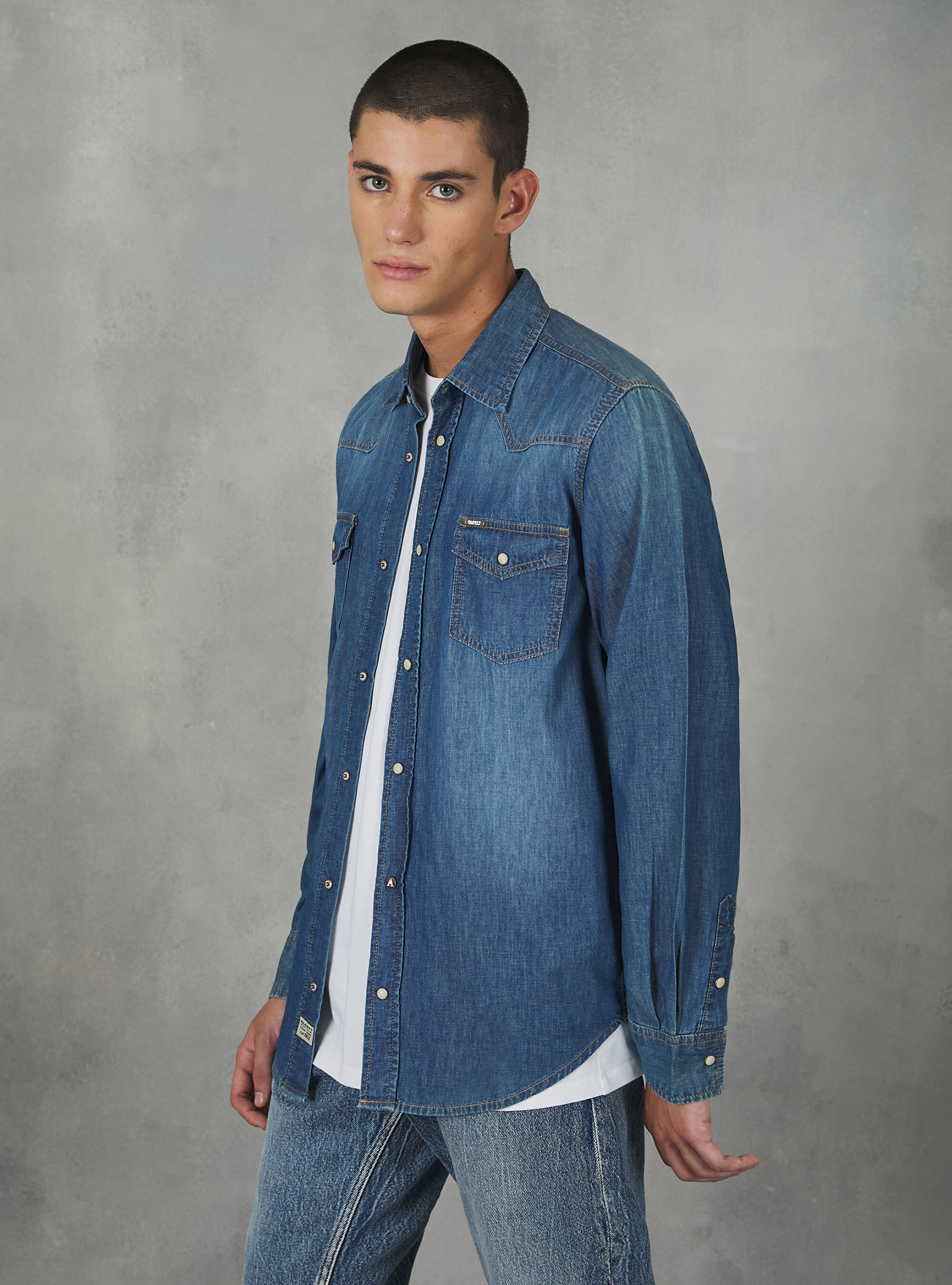 Camisa vaquera, AZUL