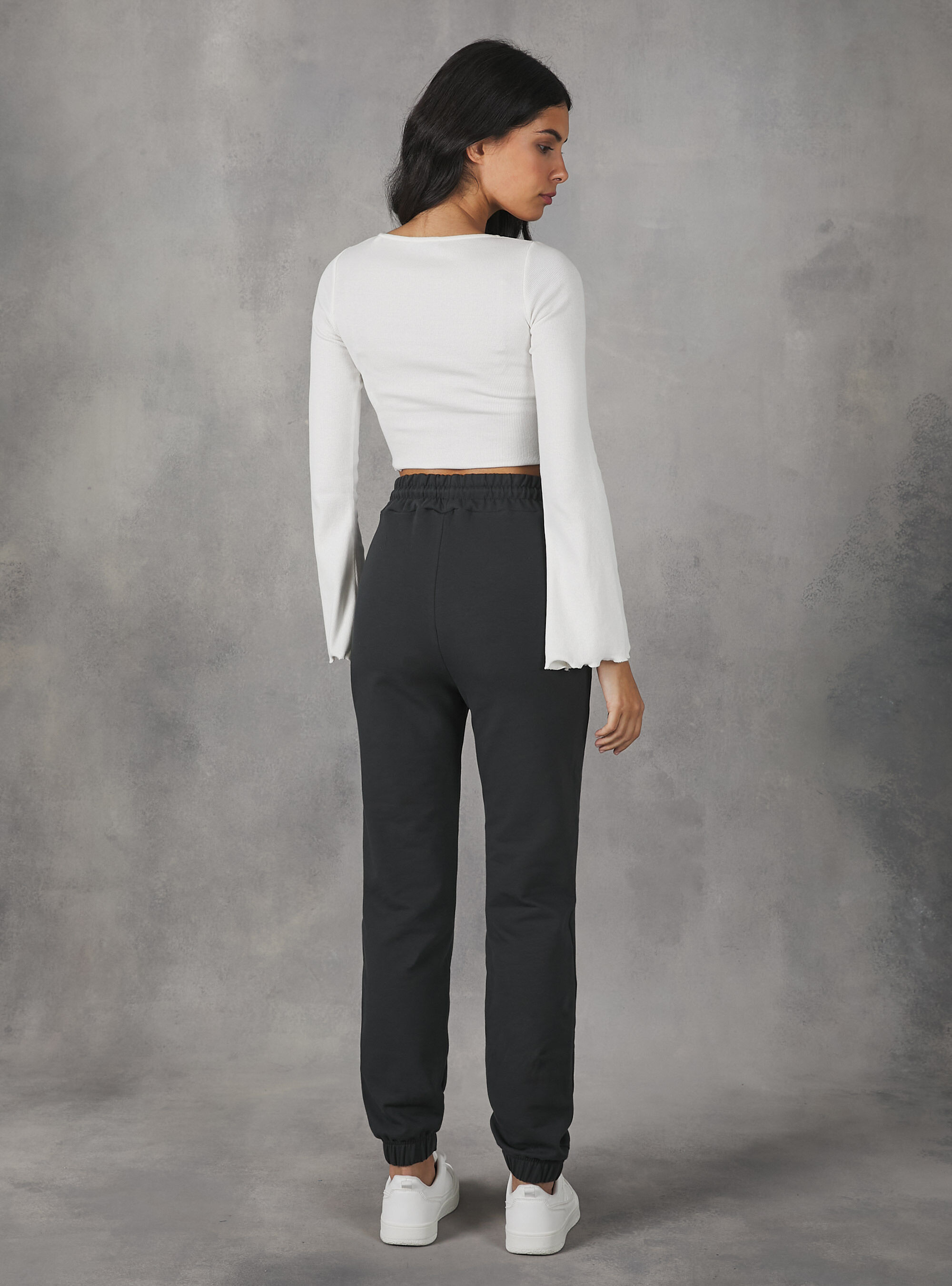 Pantal&oacute;n jogger de felpa, BK3 BLACK CHARCOAL