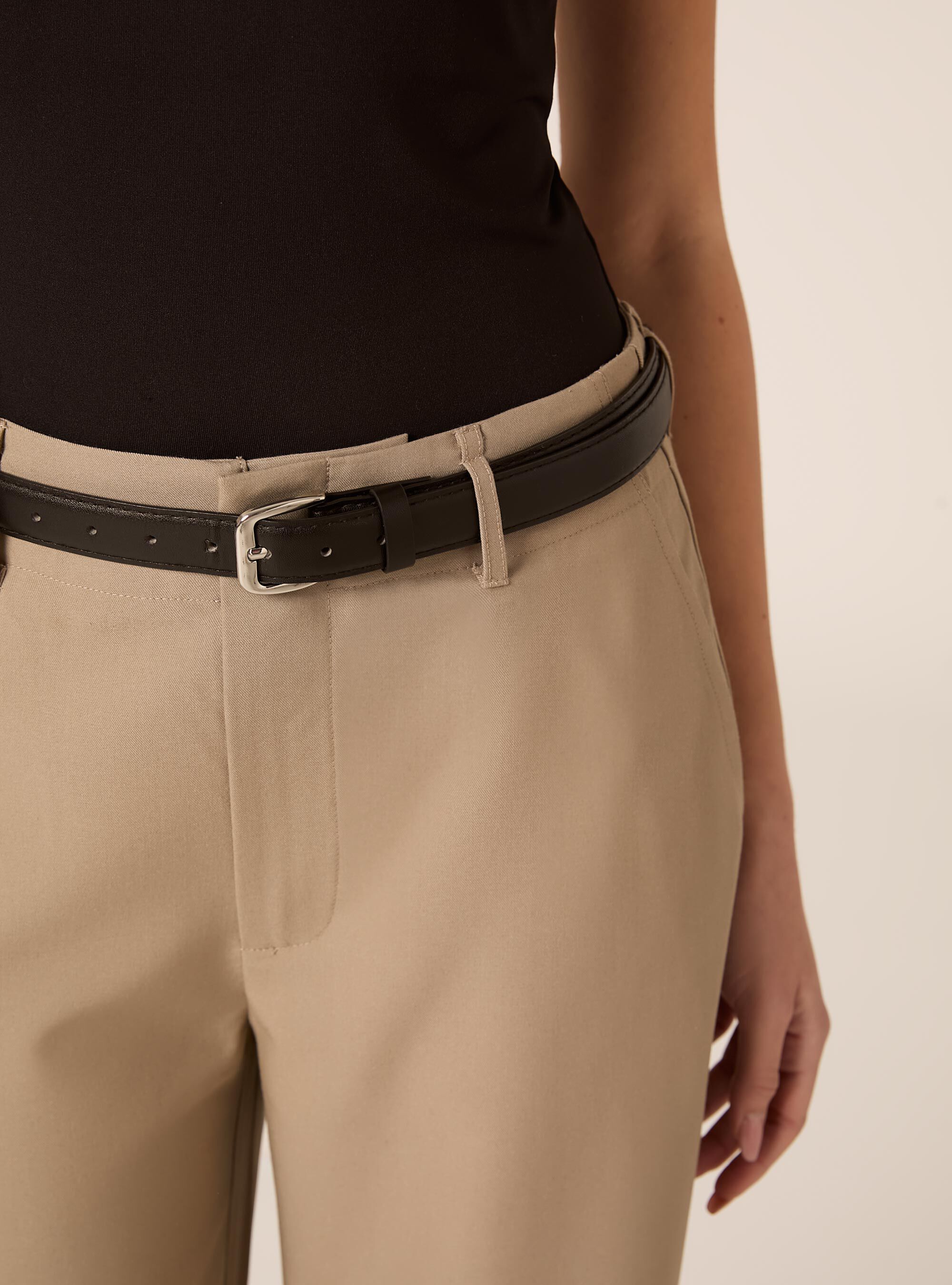 Pantaloni dritti eleganti con cintura, BG2 BEIGE MEDIUM