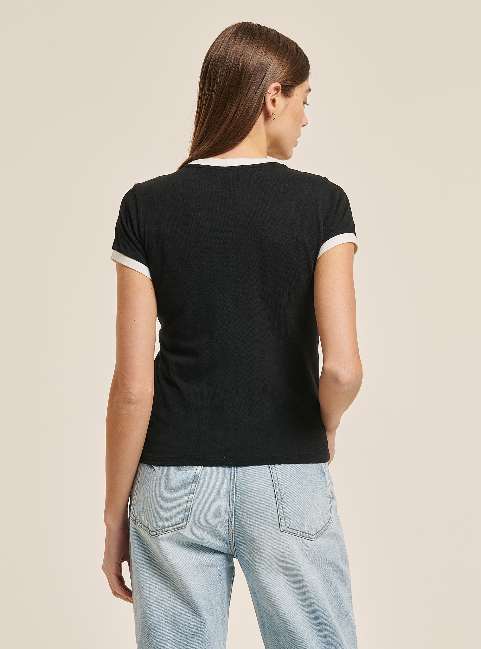 T-shirt de style universitaire avec imprim&eacute;, C101 BLACK