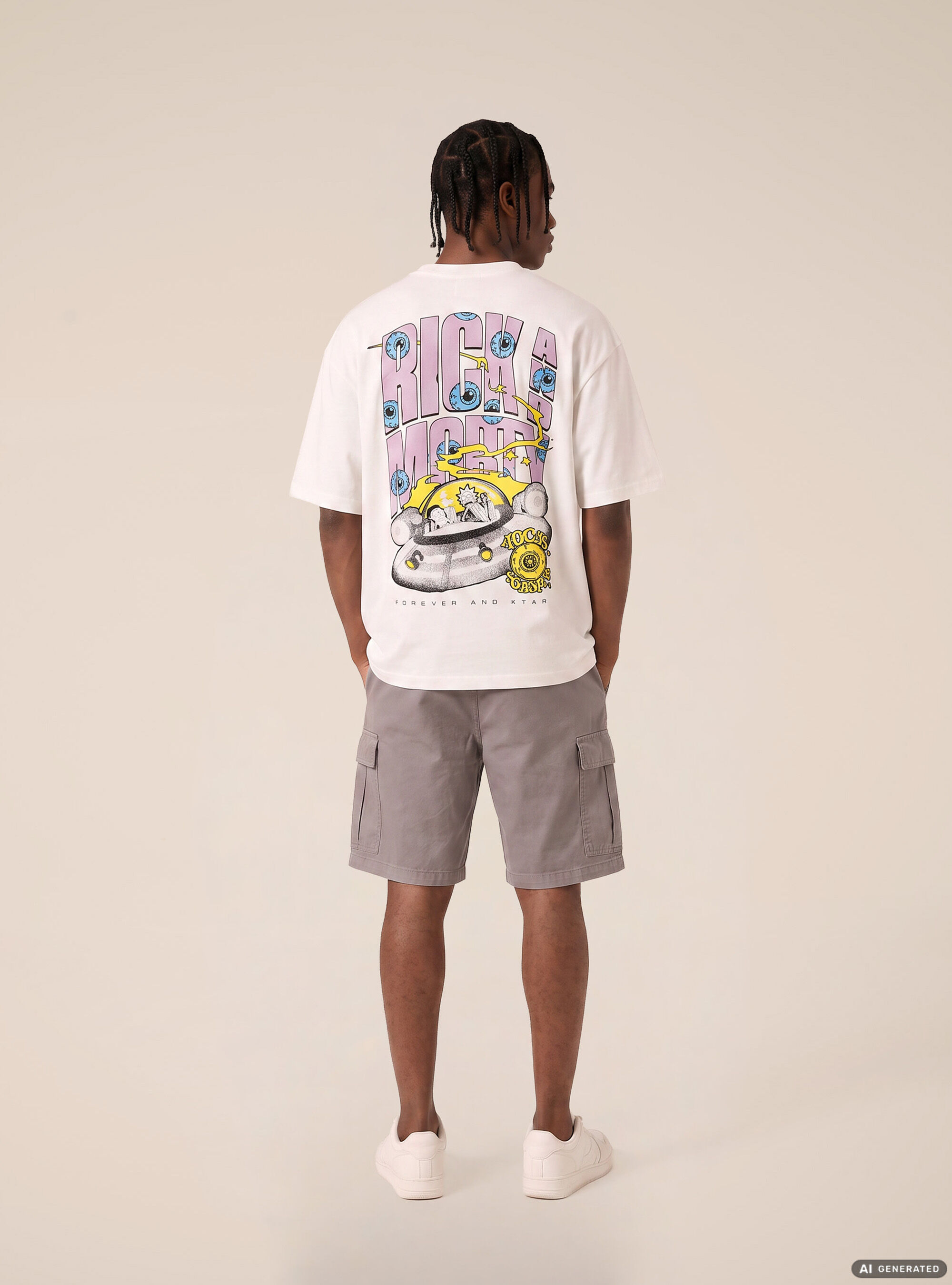 T-shirt rick and morty boxy fit, WH2 WHITE