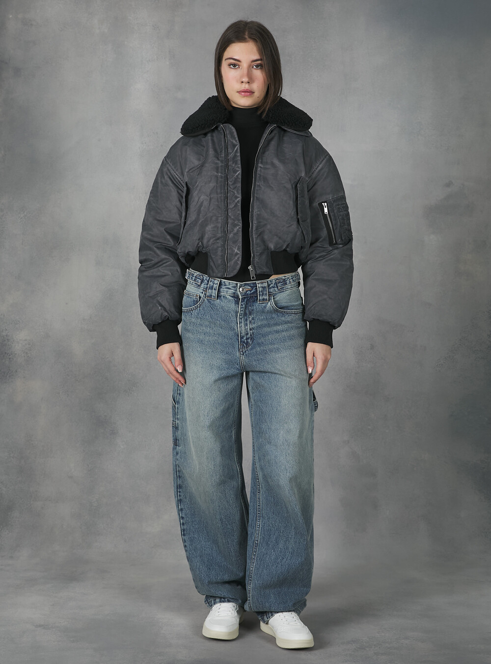 Washed effect bomber jacket with recycled padding | Alcott | Women's ...