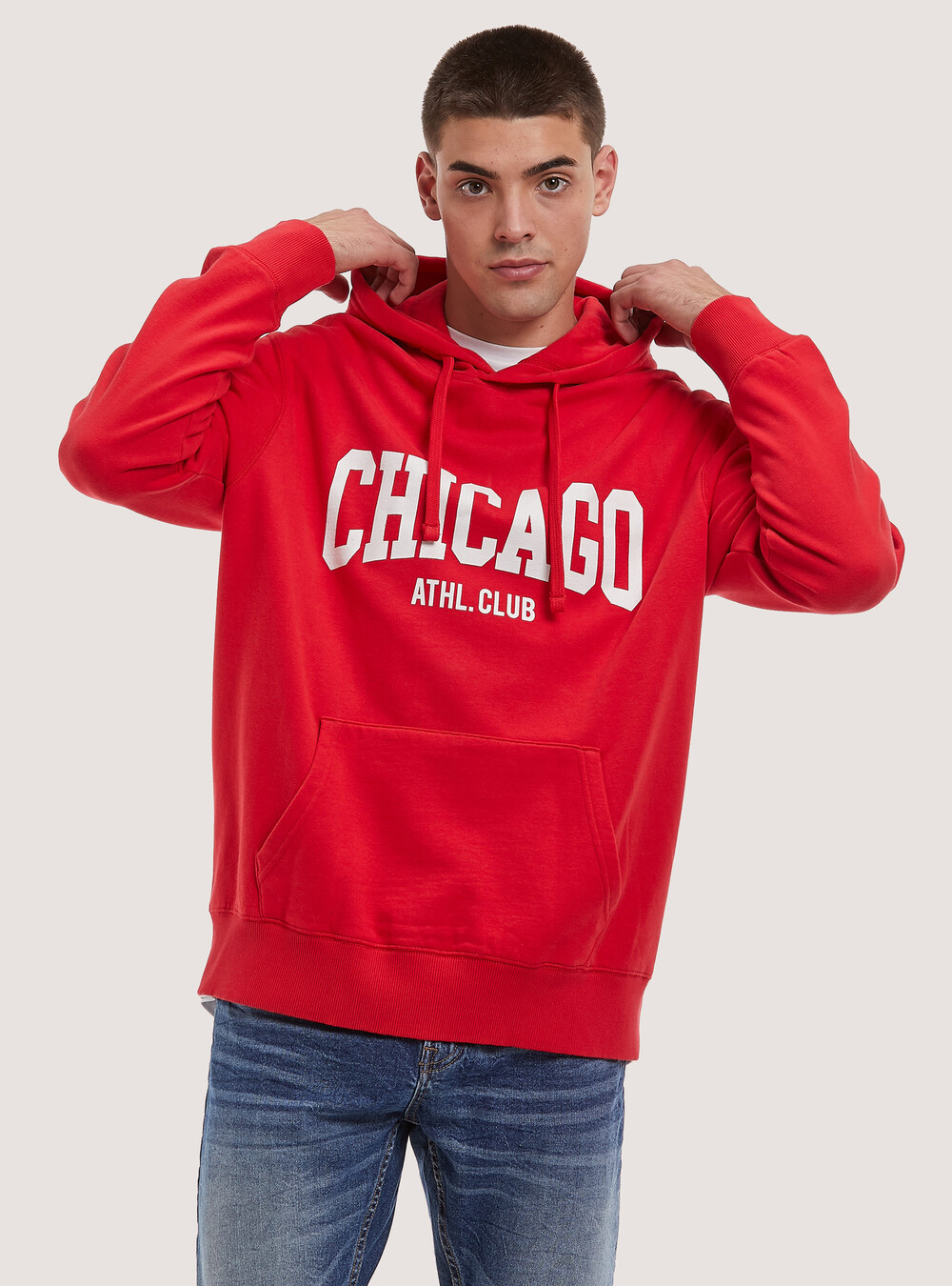 Sweatshirt with college print and hood, Alcott