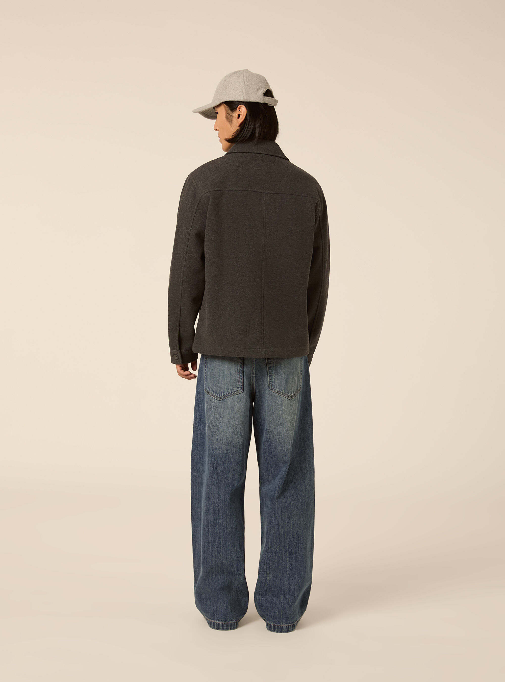 Camicia in panno con tasconi, MGY1 GREY MEL DARK