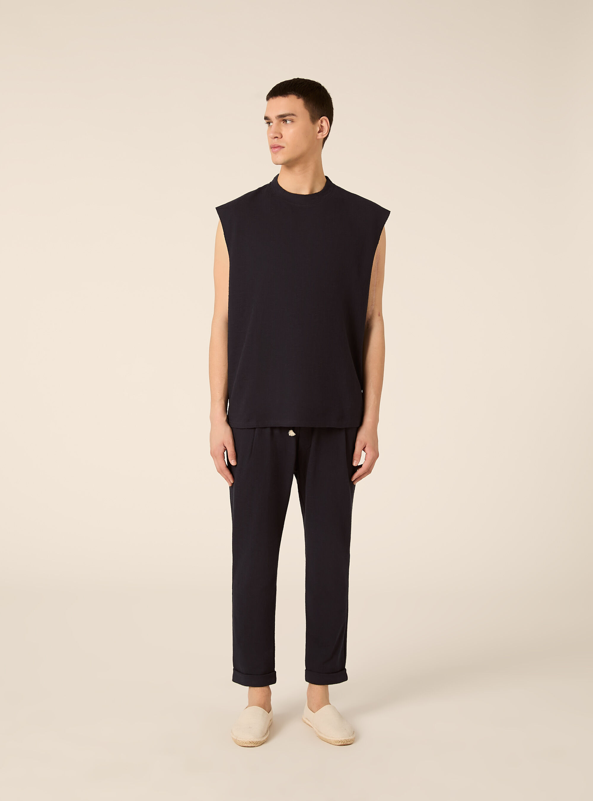 Canotta boxy fit  in jersey texture