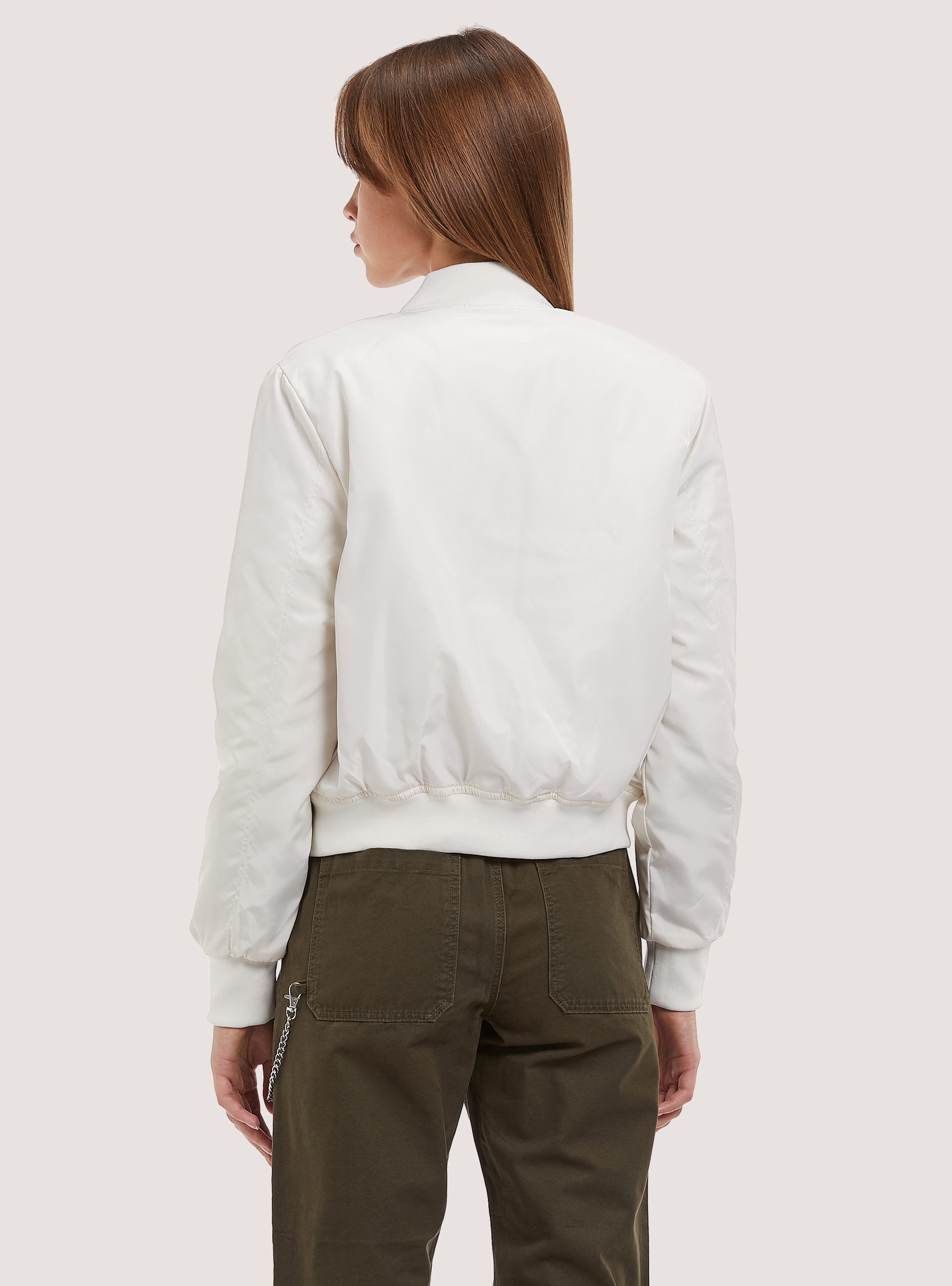 Cropped bomber jacket with recycled padding