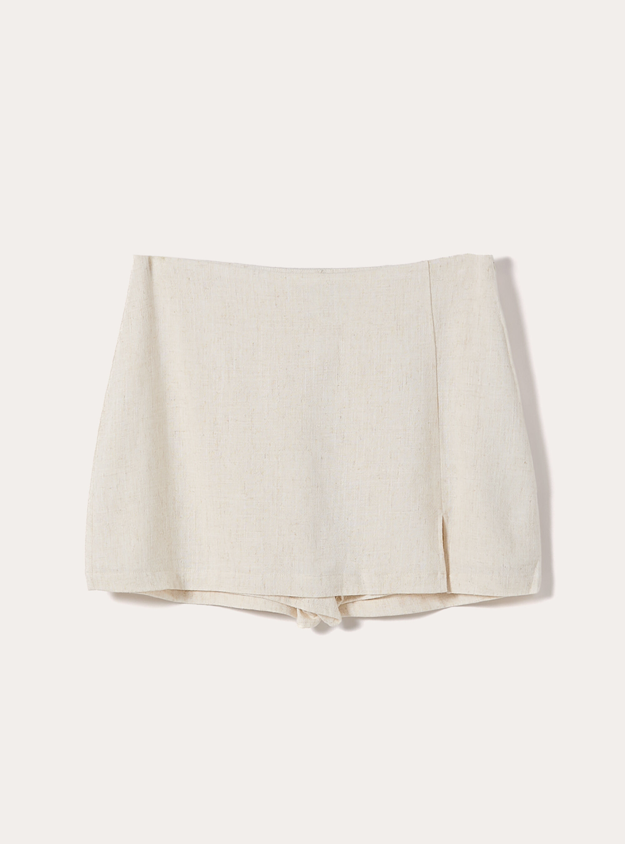 Skort in misto lino, MBG3 BEIGE MEL LIGHT
