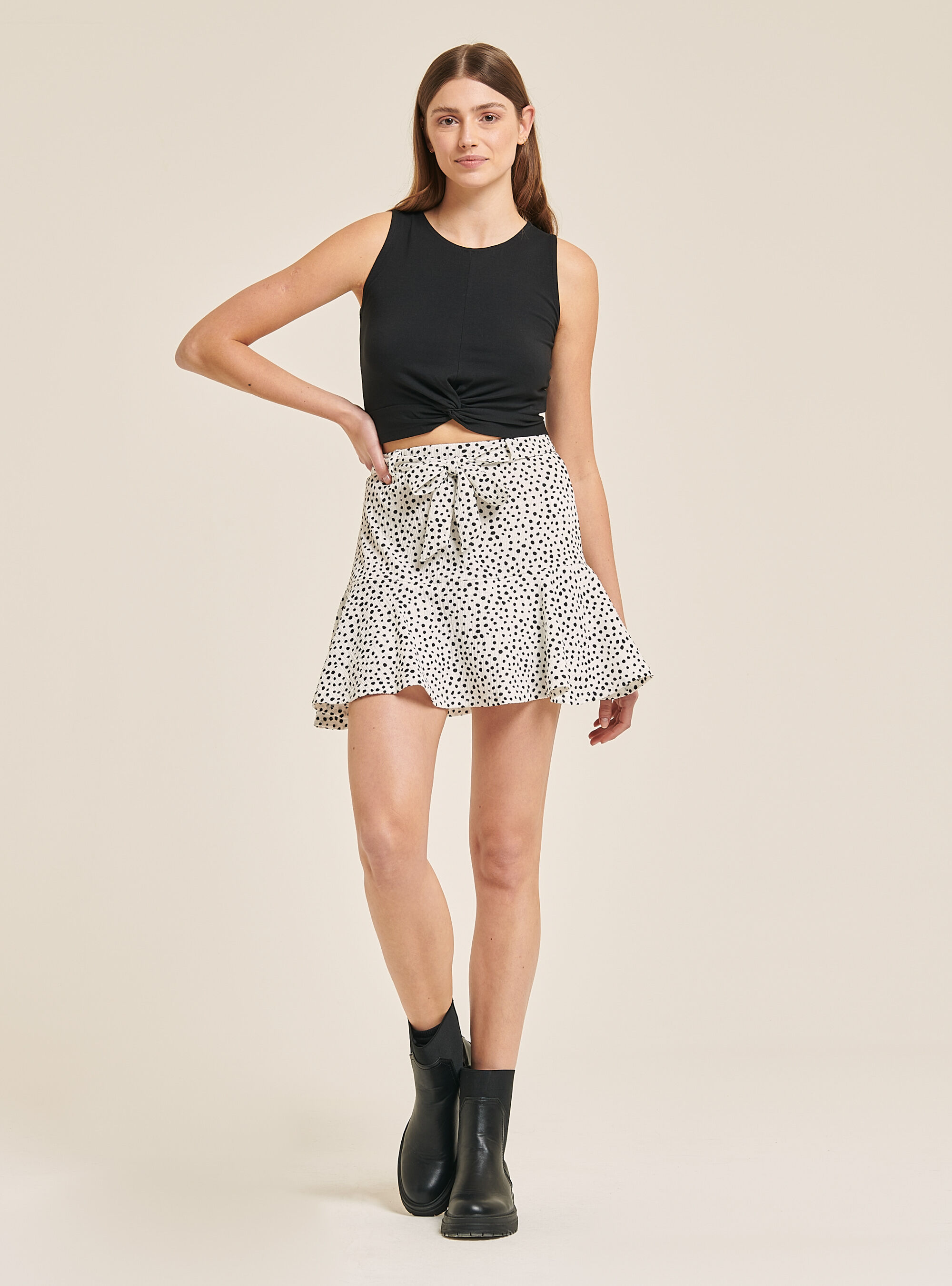 Skort con cinturino fantasia pois