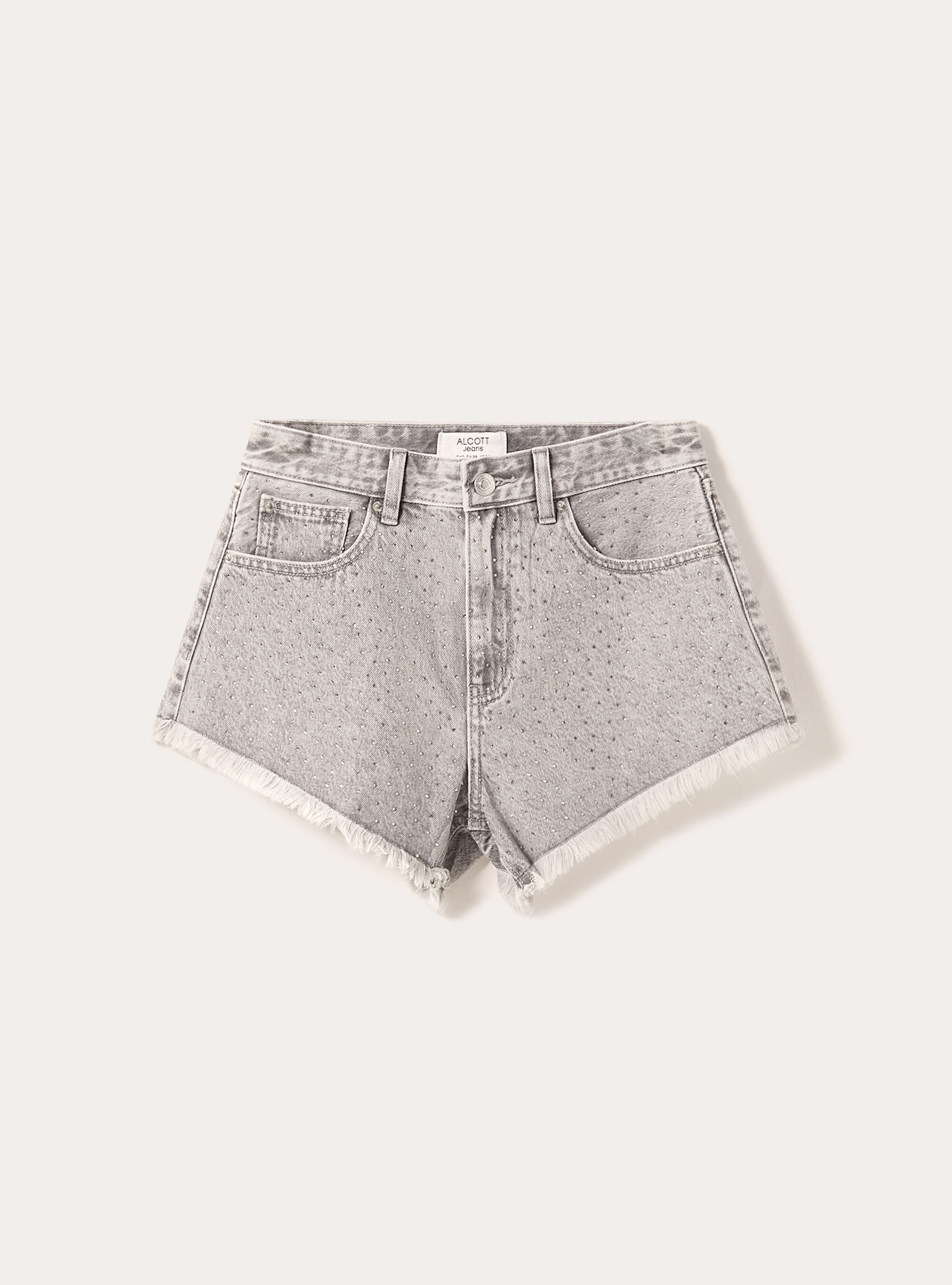 Shorts in denim con strass, D00G GREY