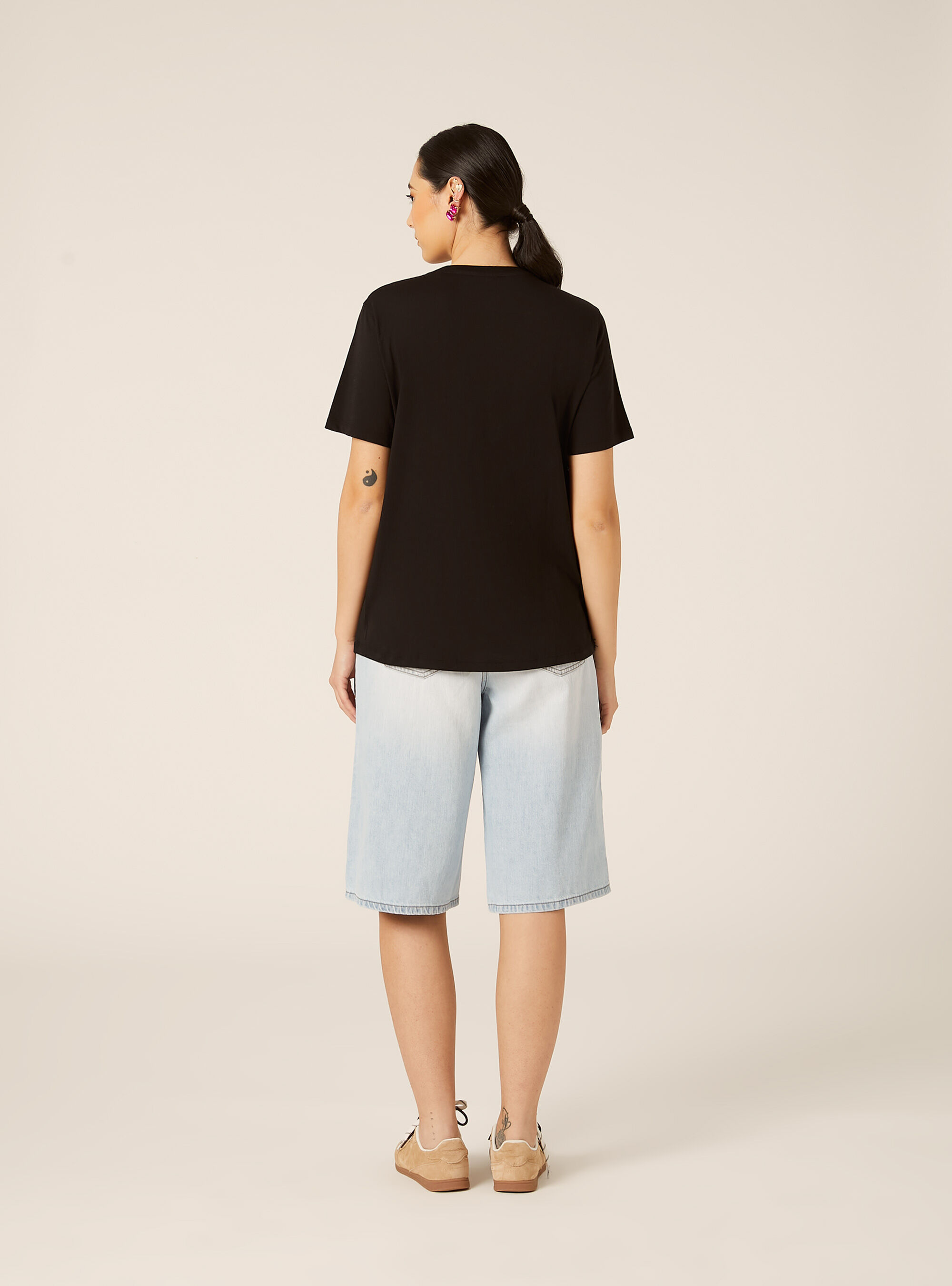 T-shirt avec imprim&eacute; m&eacute;tallis&eacute;, BK1 BLACK