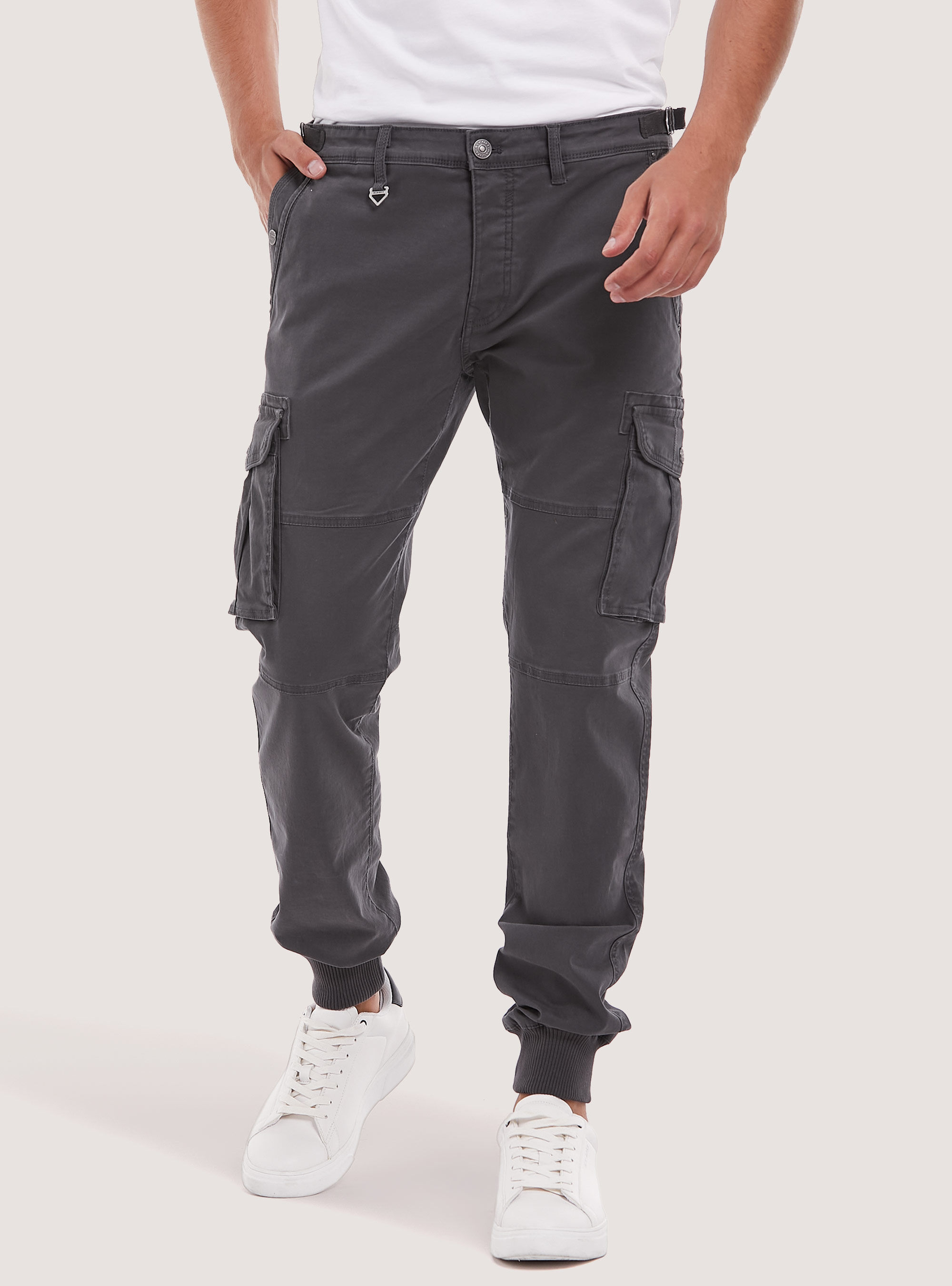 Pantaloni cargo in cotone con elastico