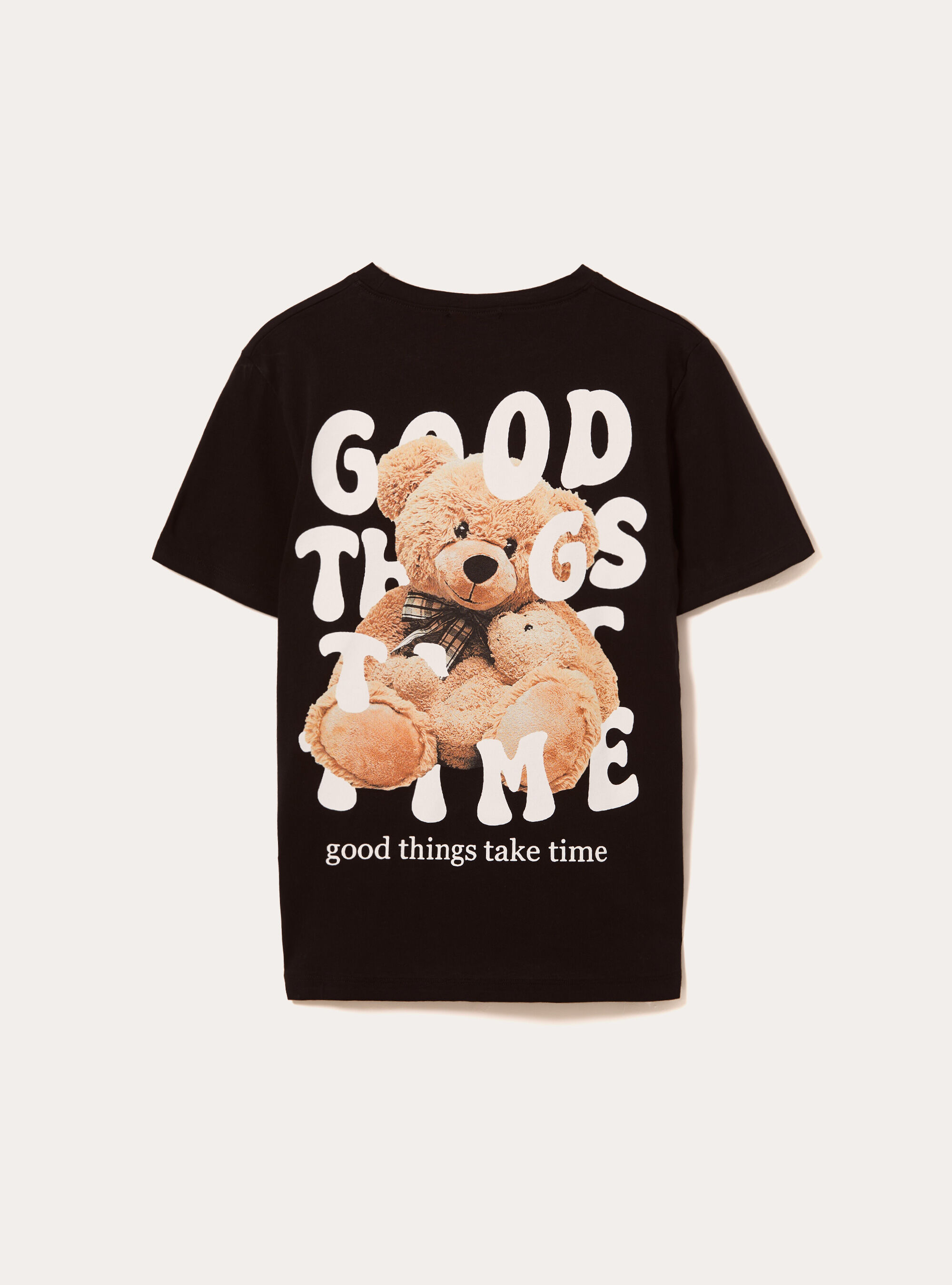 T-shirt with teddy print, BK1 BLACK