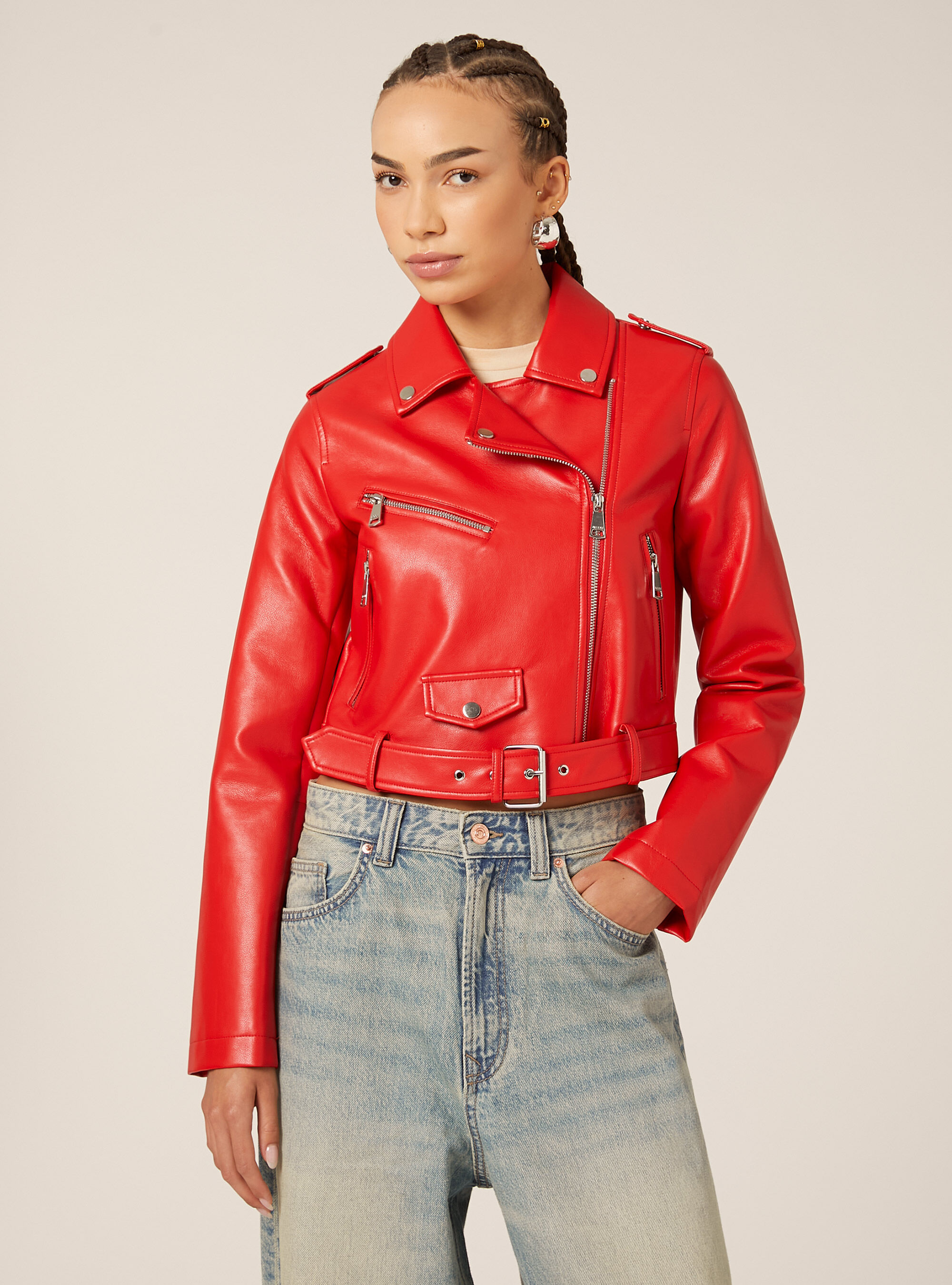 Bikerjacke in Lederoptik