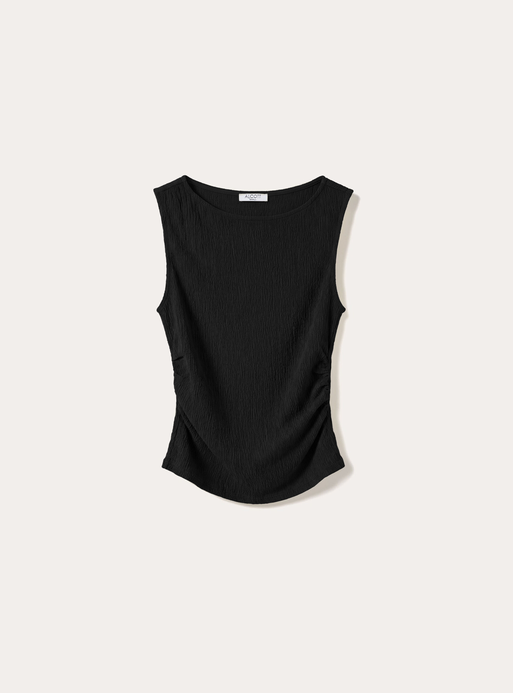 T-shirt maniche ad alette texturizzata, BK1 BLACK