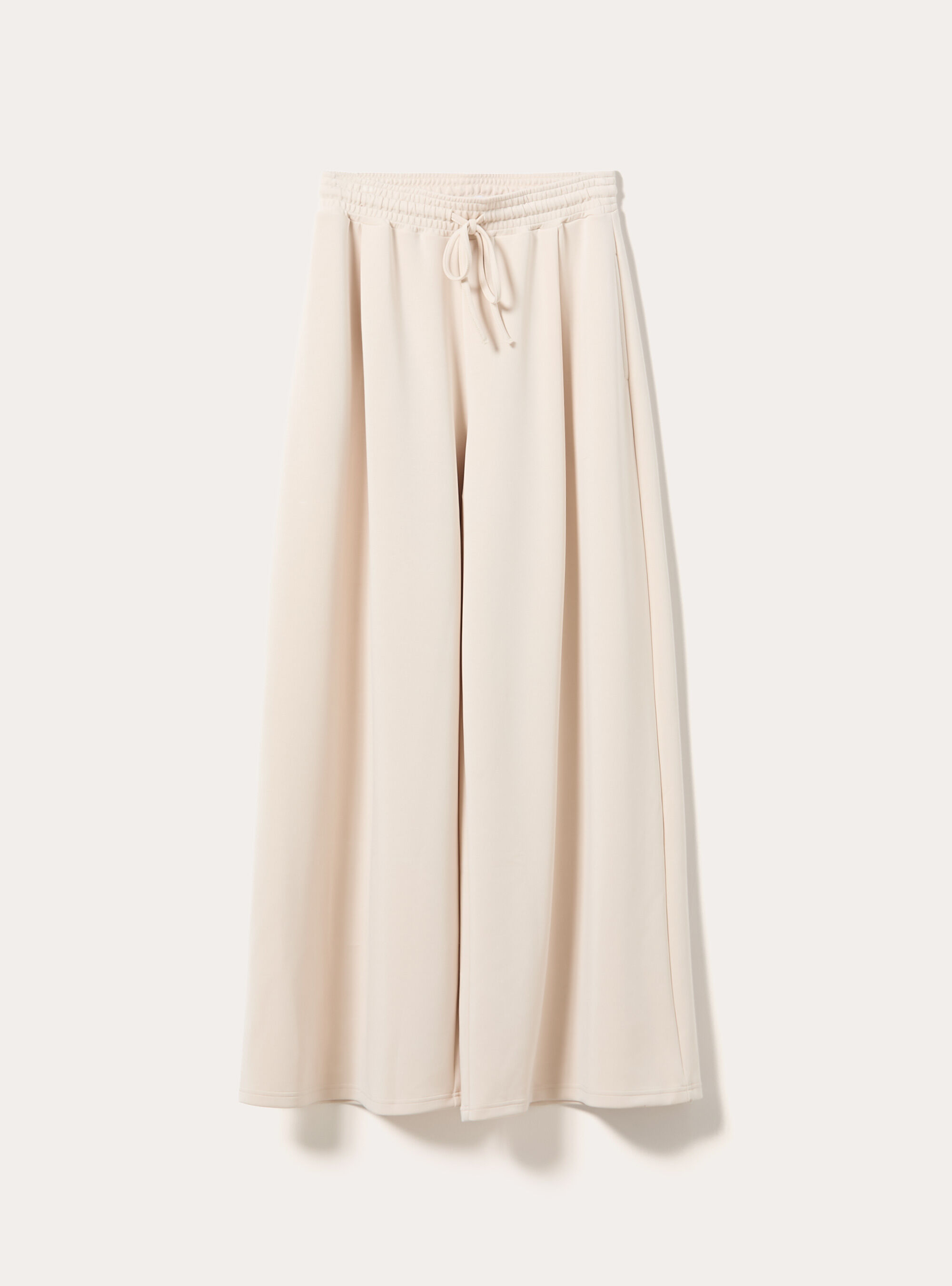 Pantaloni wide leg con pence in scuba, CR3 CREAM LIGHT