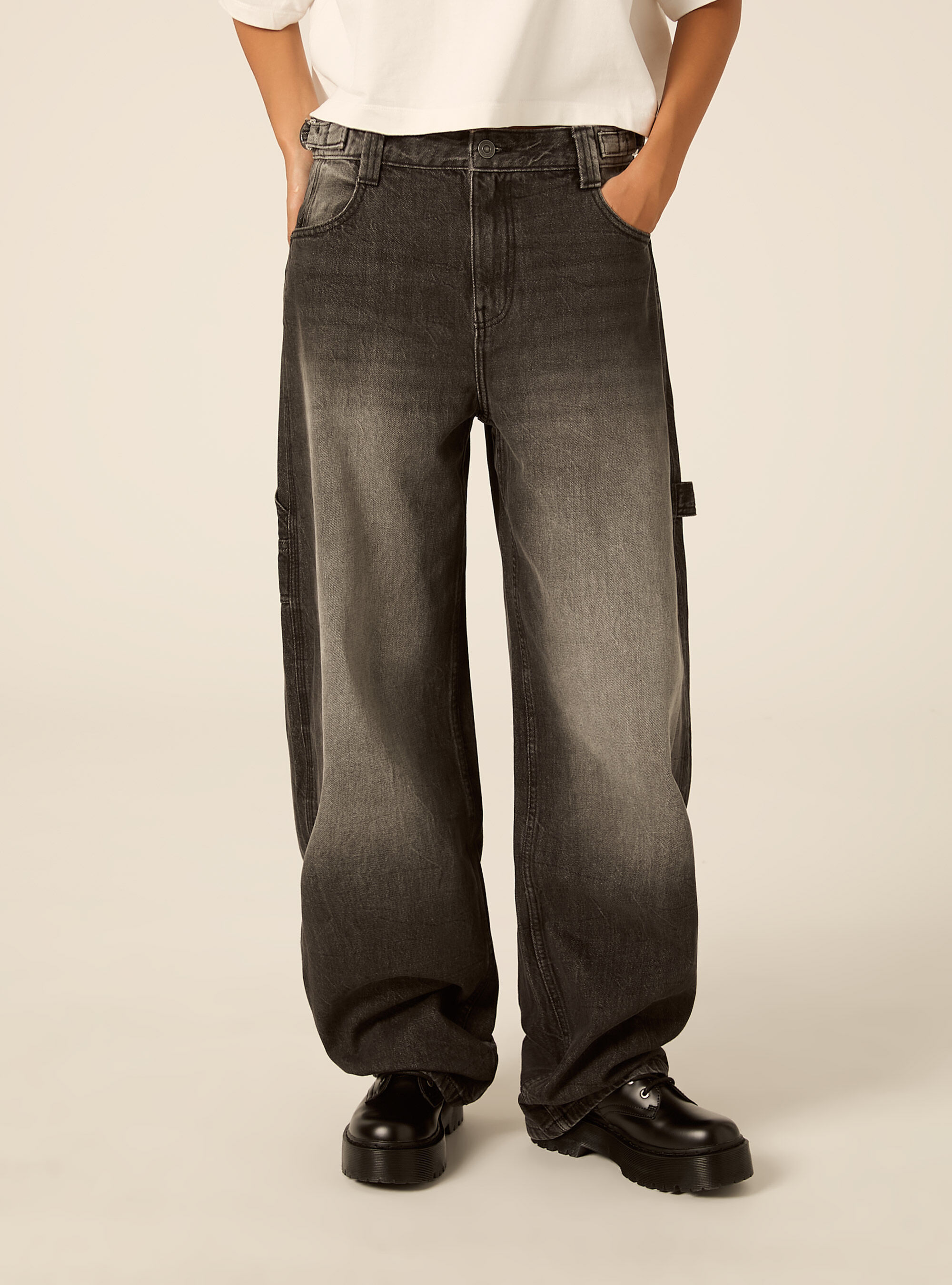 Jeans balloon carpenter con vita regolabile