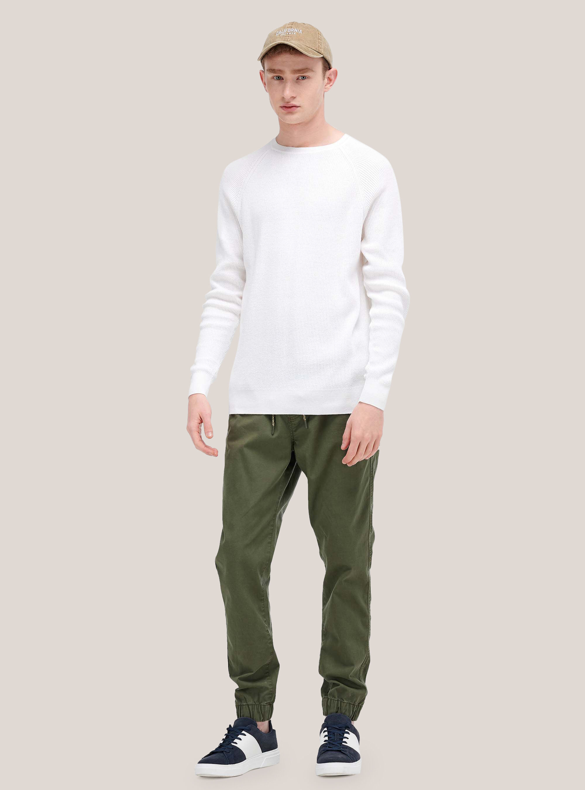 Ribbed pullover, WHITE