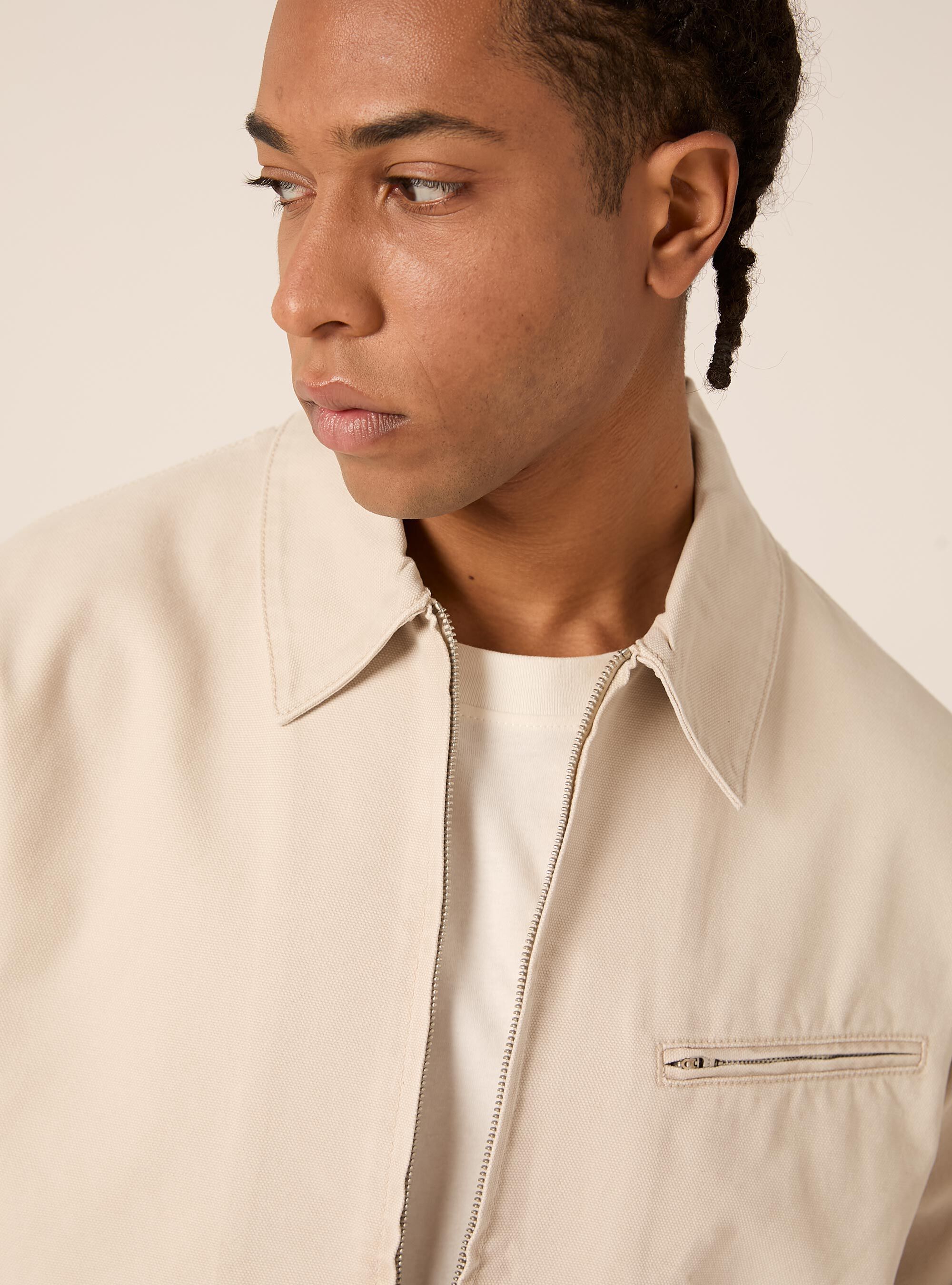 Chaqueta de lona con cuello, BG3 BEIGE LIGHT