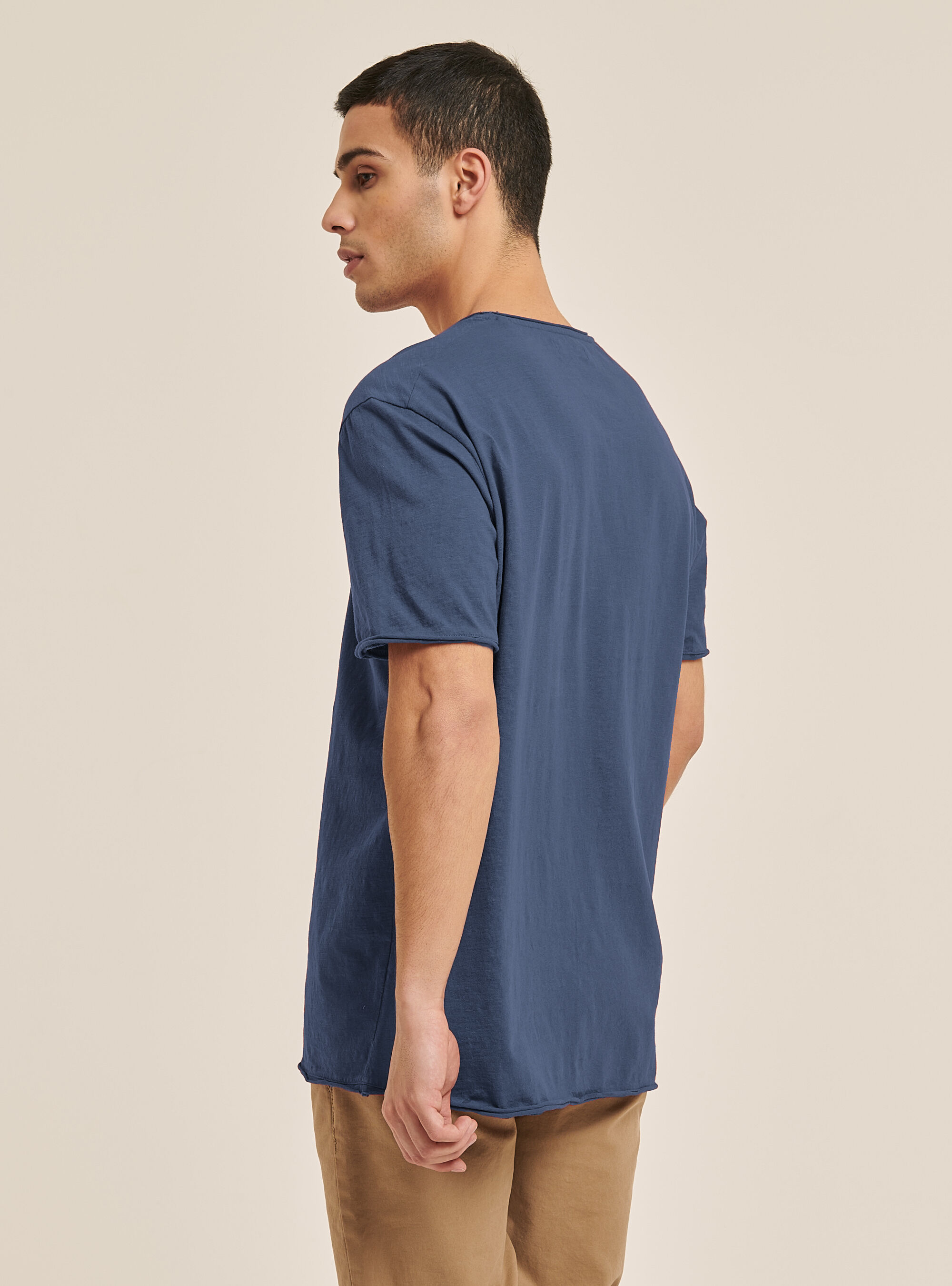 Raw cut cotton t-shirt, BL2 BLUE MEDIUM