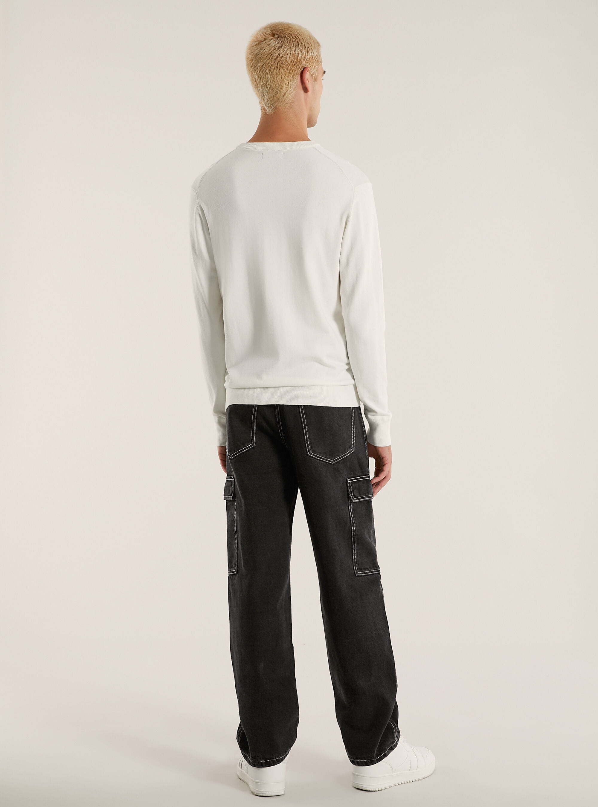 Pullover girocollo in viscosa, WH2 WHITE