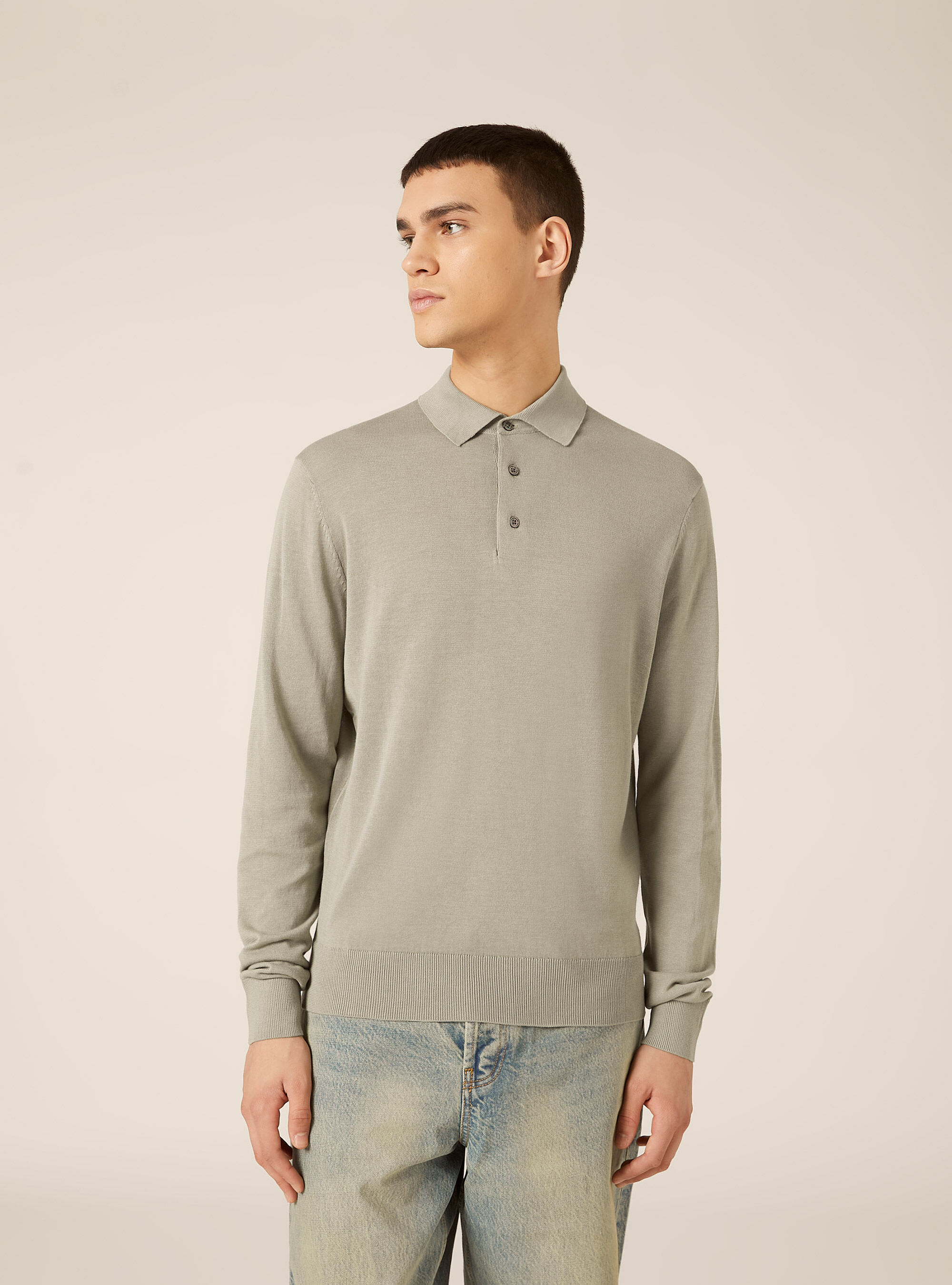 Polo de manga larga de algod&oacute;n
