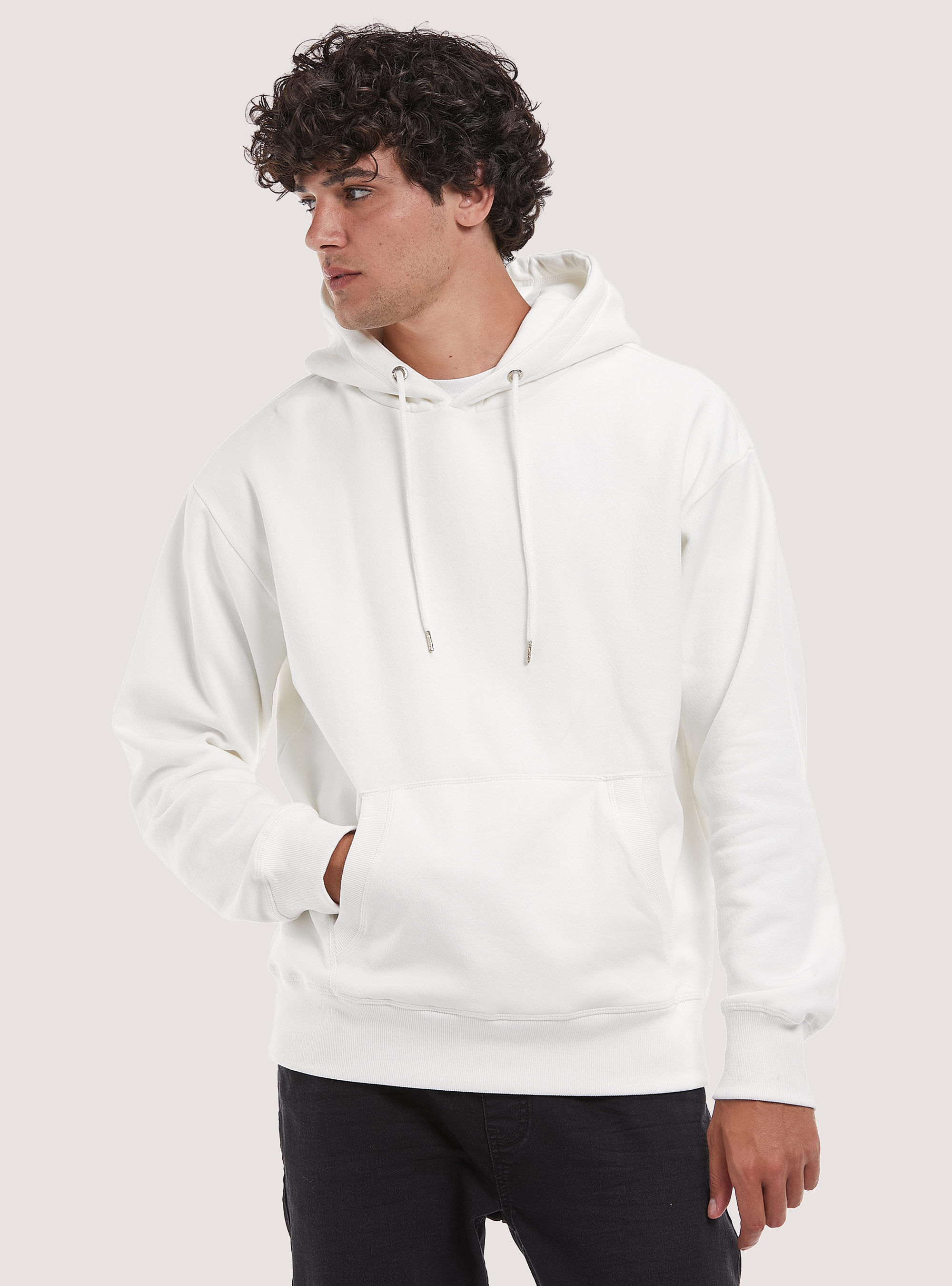 Sweatshirt with hood and pouch pocket, WH2 WHITE