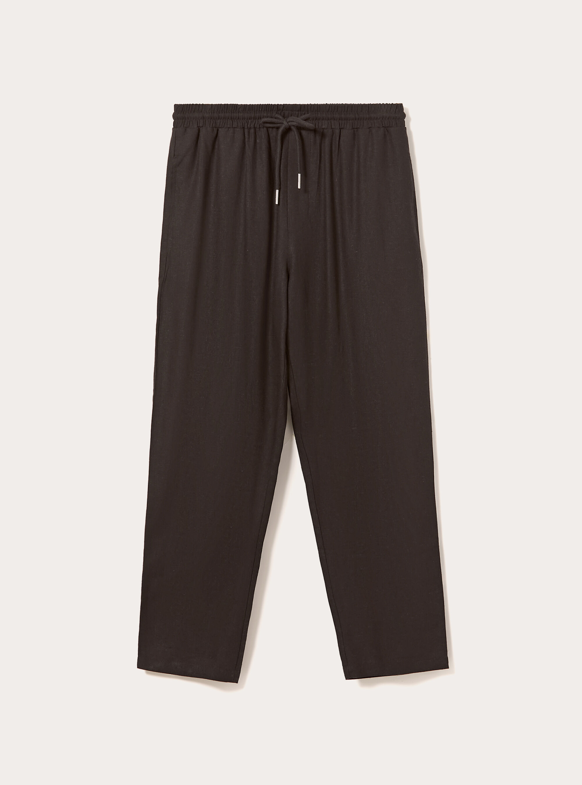 Pantaloni jogger in misto lino, NERO