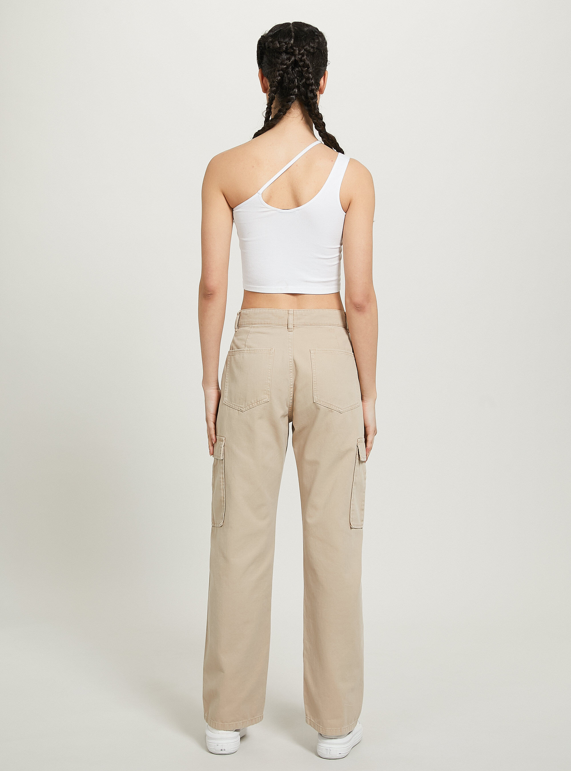Asymmetrical cropped top, WH1 OFF WHITE