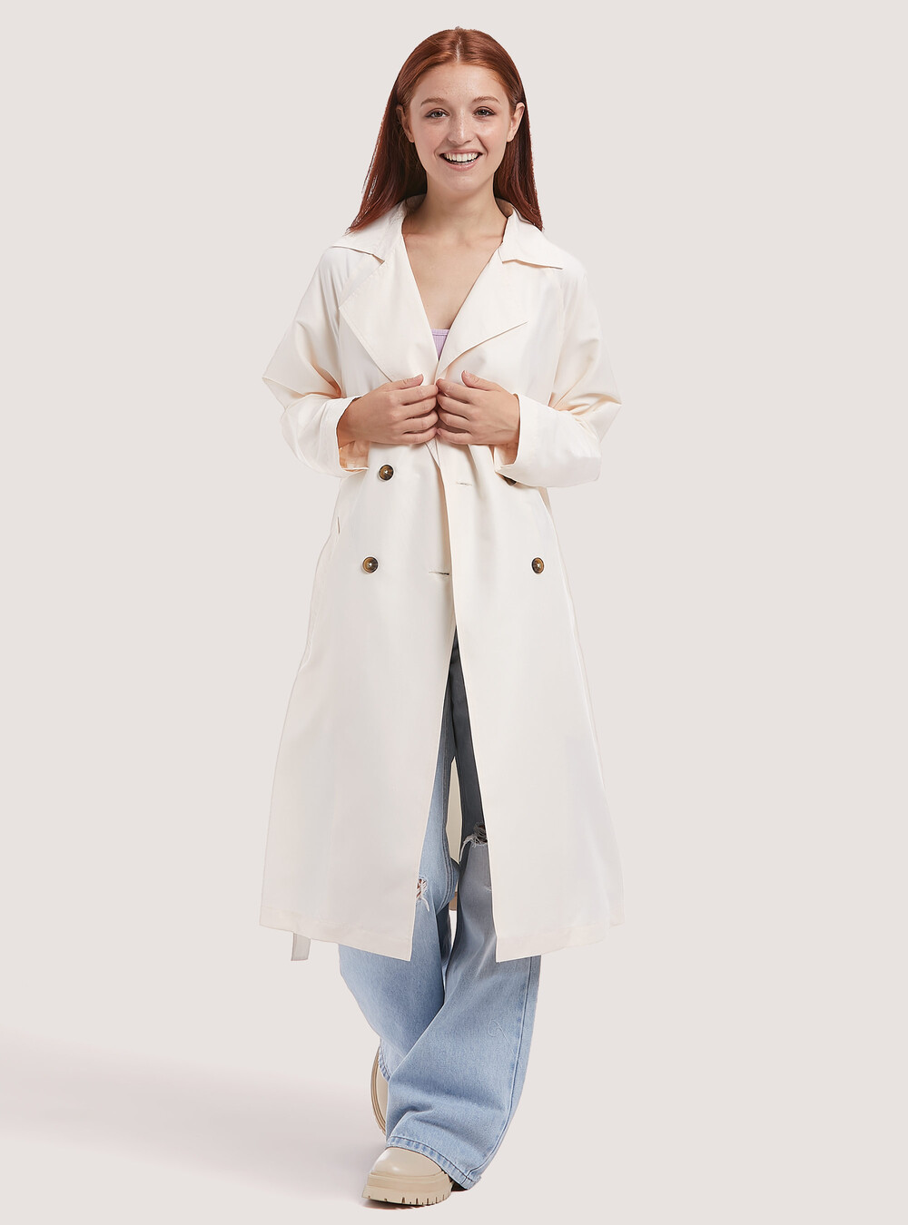 Long with buttons trench coat