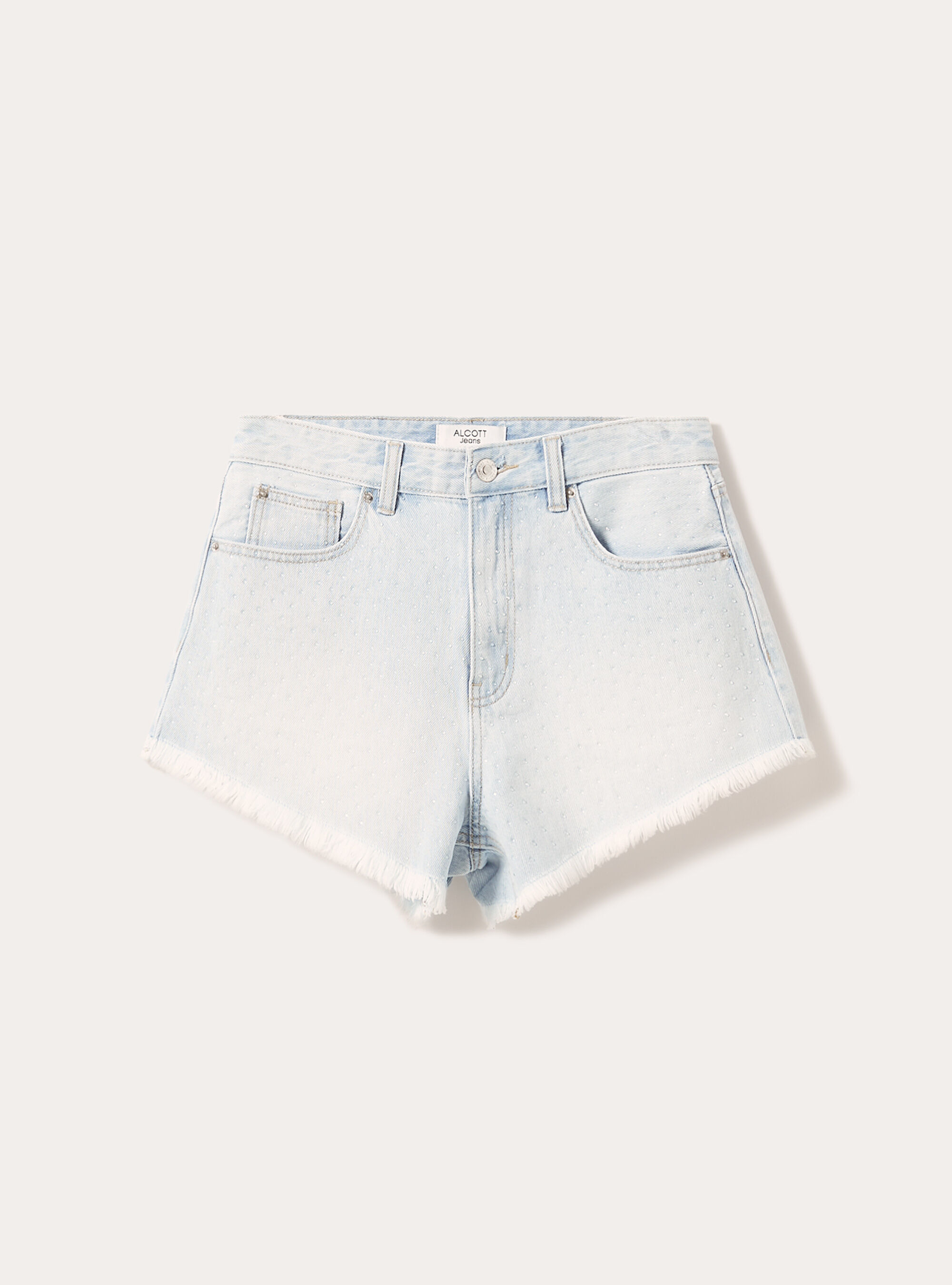 Denim shorts with rhinestones, D006 AZURE