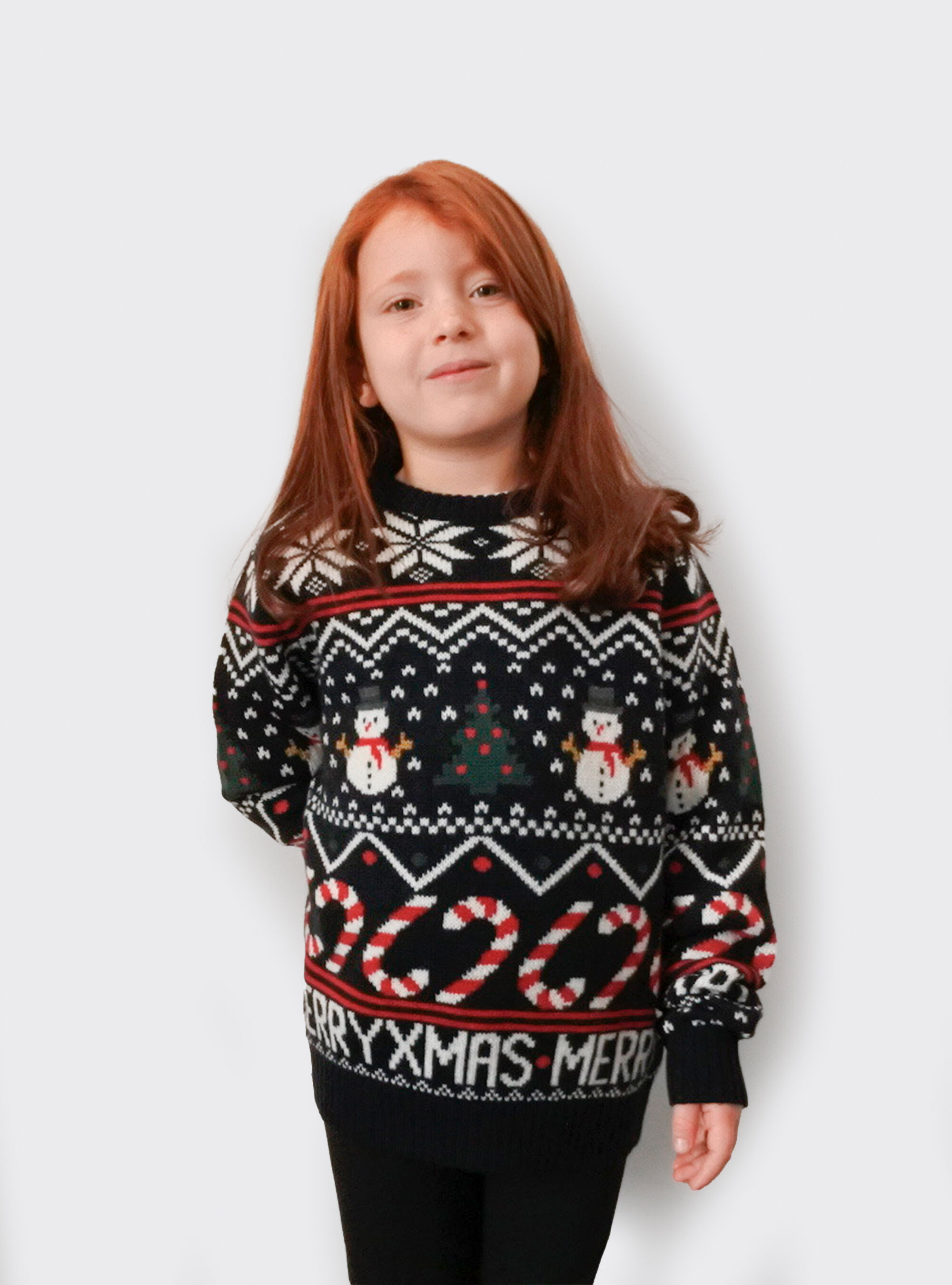 Mixed wool Christmas pullover for kid, BLUE NAVY