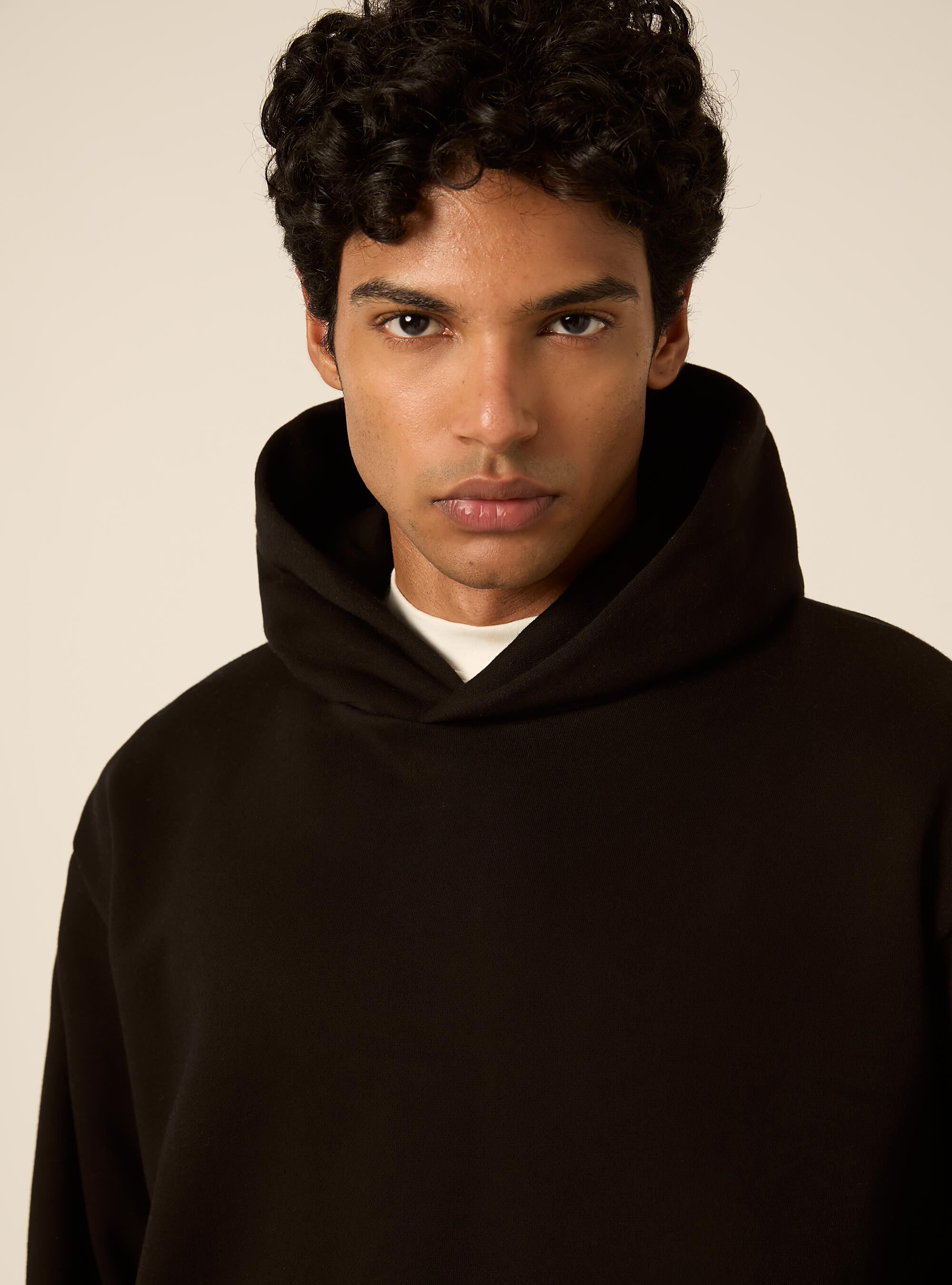 Felpa con cappuccio boxy fit, BK1 BLACK